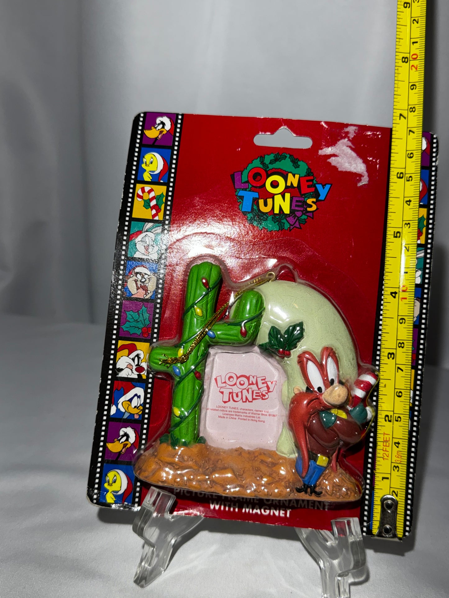 1997 Looney Tunes Yosemite Sam Cactus Picture Frame Christmas Ornament Warner Bros.