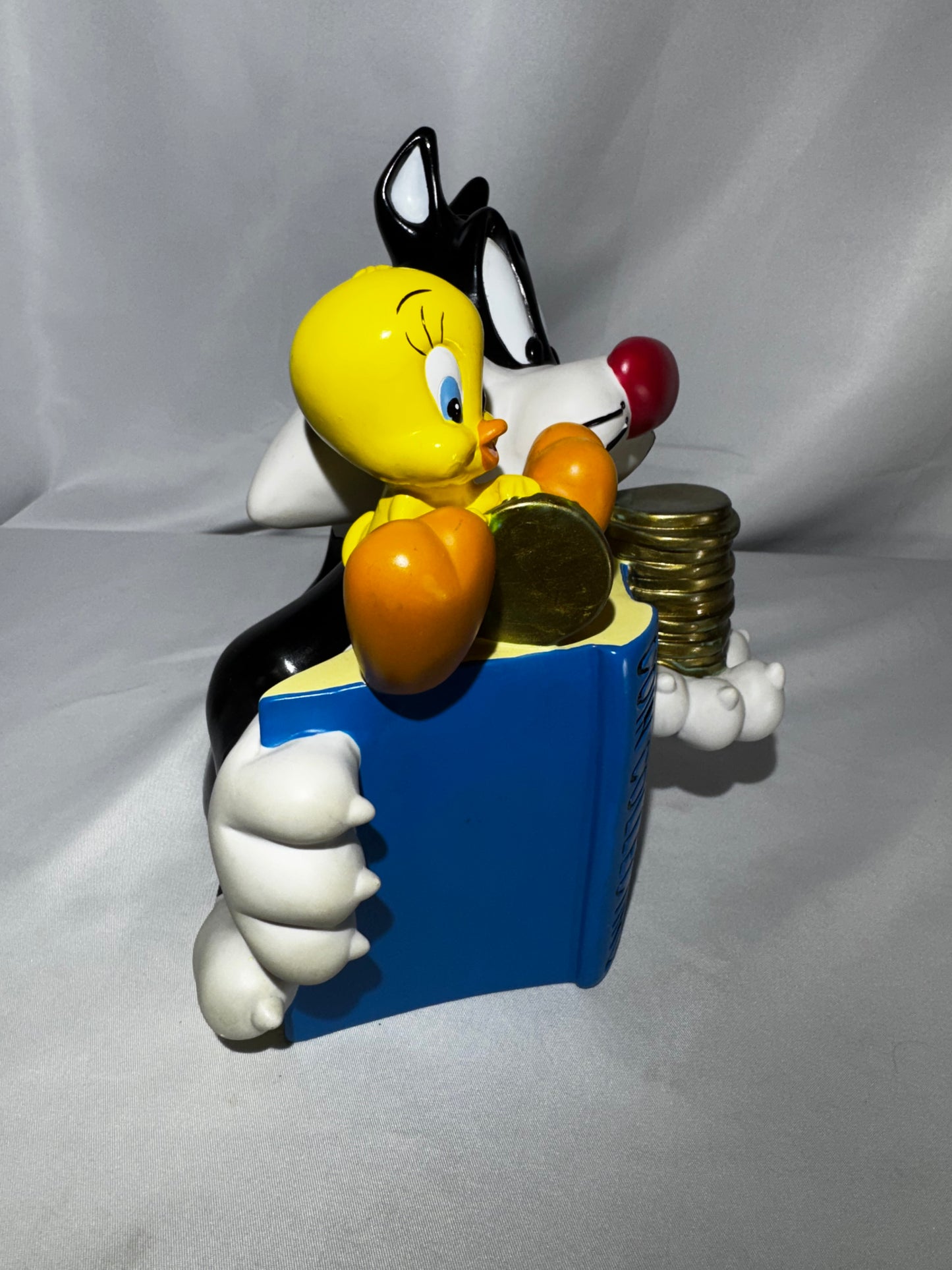 Vintage 1998 Warner Bros Looney Tunes Sylvester & Tweety Coin Bank Coin Collecting 8”