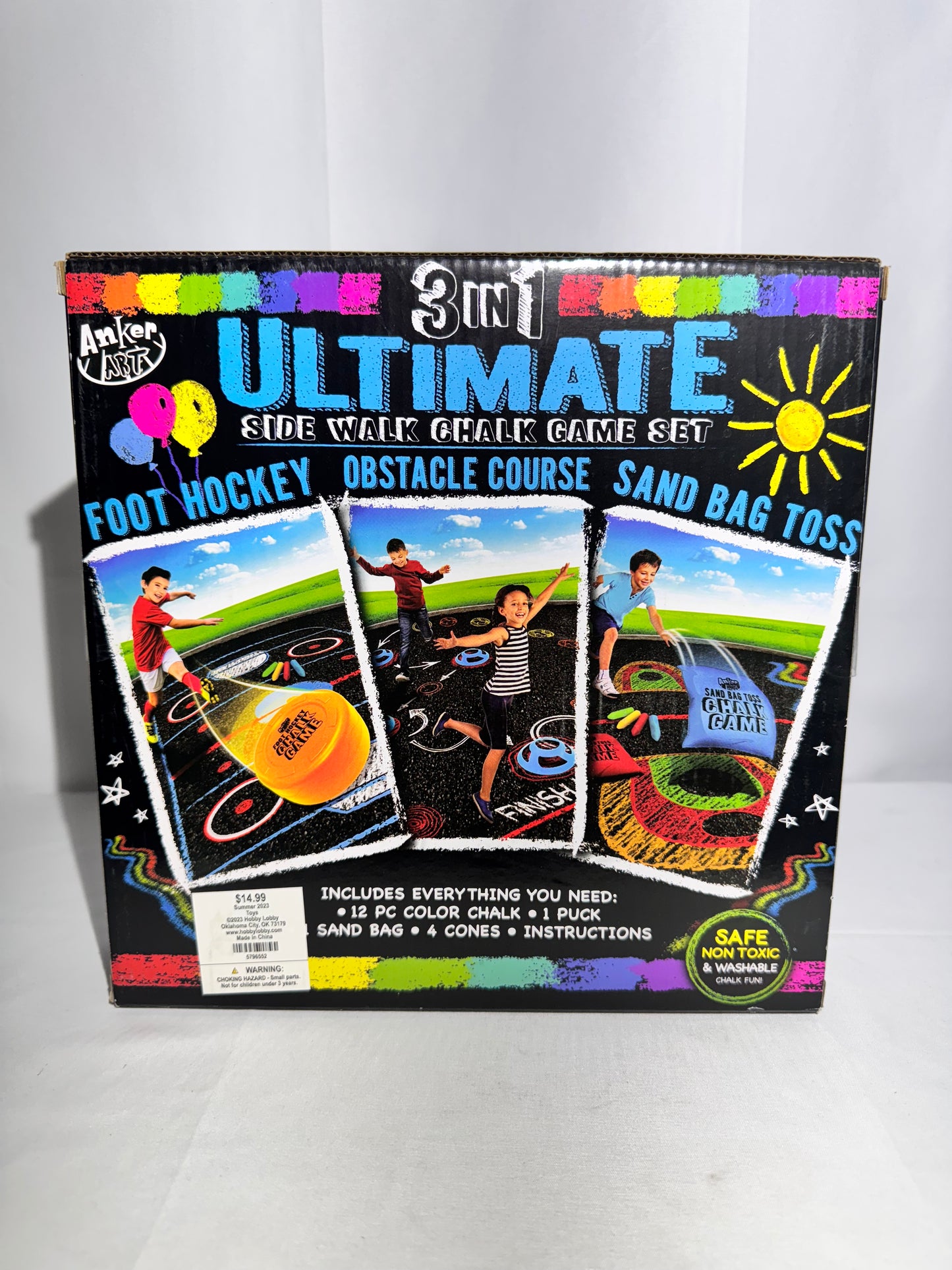 3-in-1 Ultimate Sidewalk Chalk Game Set by Anker Art – Unopened Box – Ages 4+