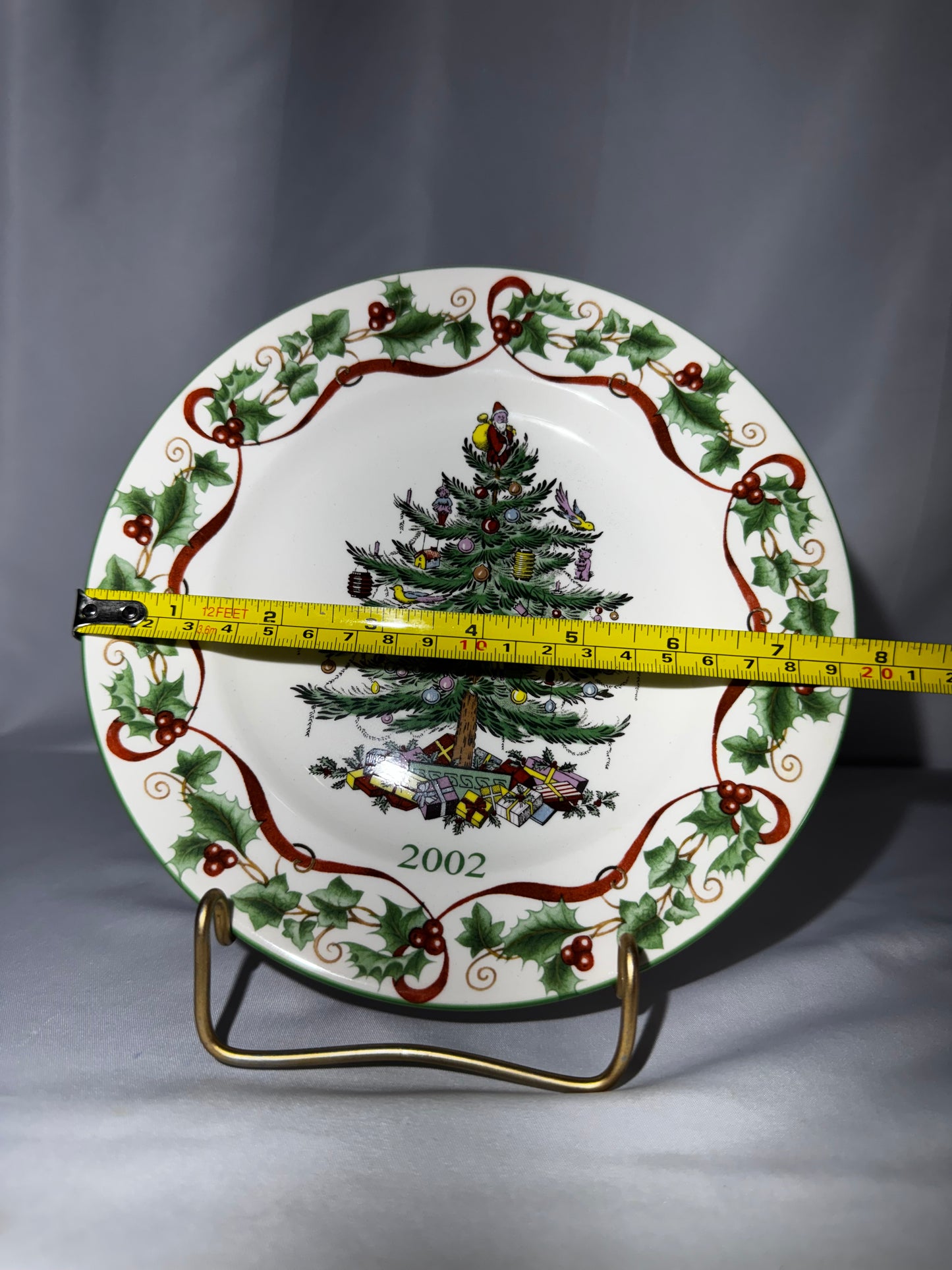 Spode Christmas Tree 2002 Annual Collector Plate 7.5” Holly Berry Border