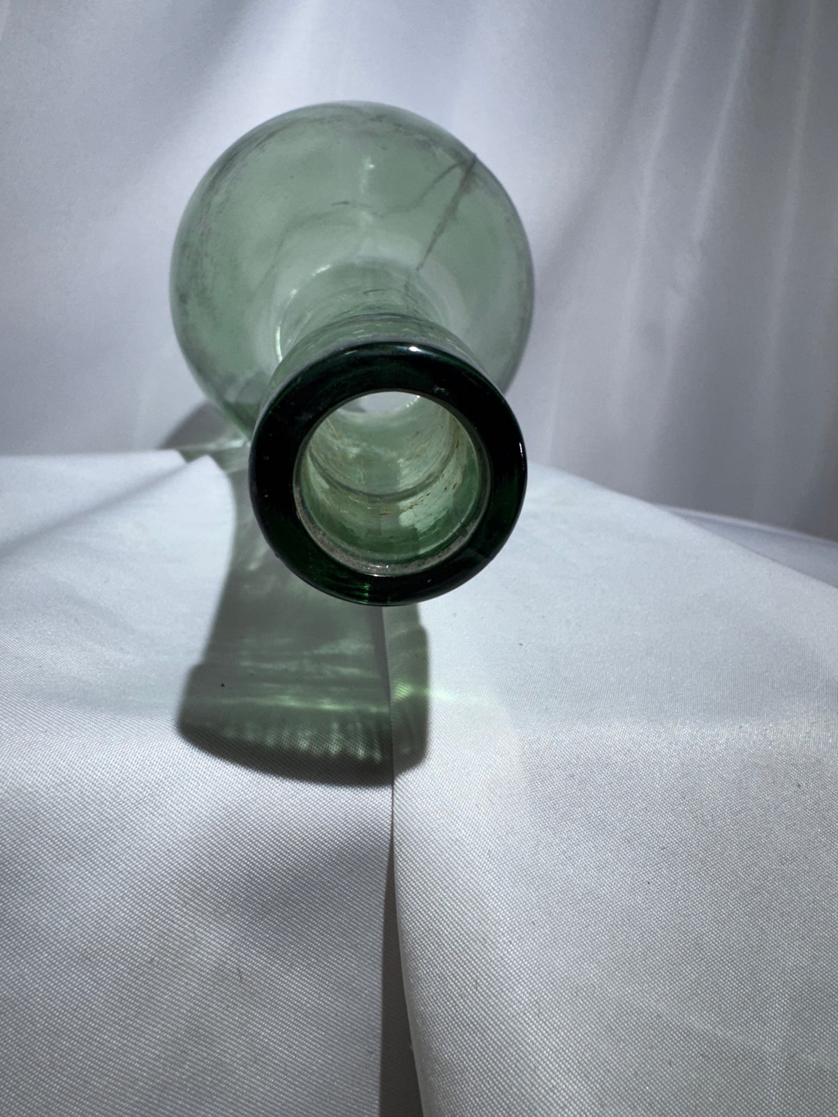 Vintage / Antique Blown Glass Witch Ball or Onion/Carboy Wine Bottle – Handblown Green Glass