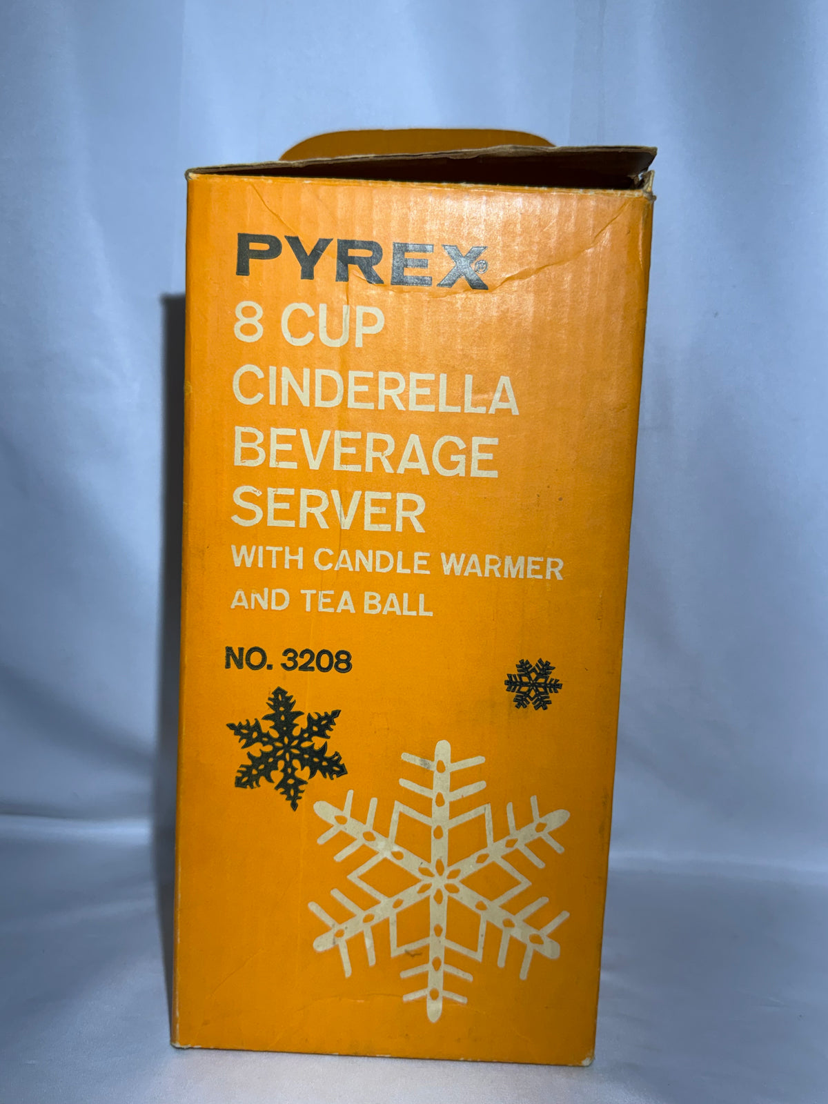 Vintage Pyrex 3208 8-Cup Cinderella Beverage Server Snowflake Gold White – Box & Accessories – Parts/Display