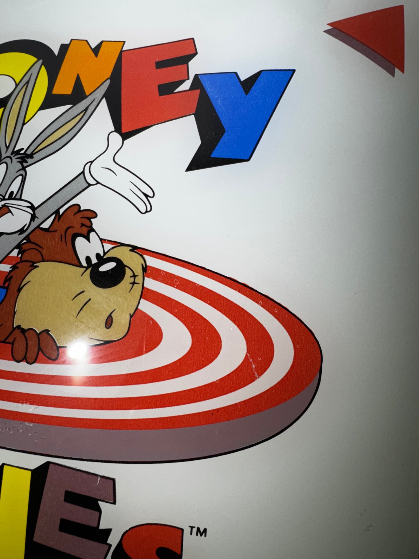 1995 Vintage Looney Tunes Glass Ceiling Light Cover Bugs Bunny Tweety Taz Warner Bros