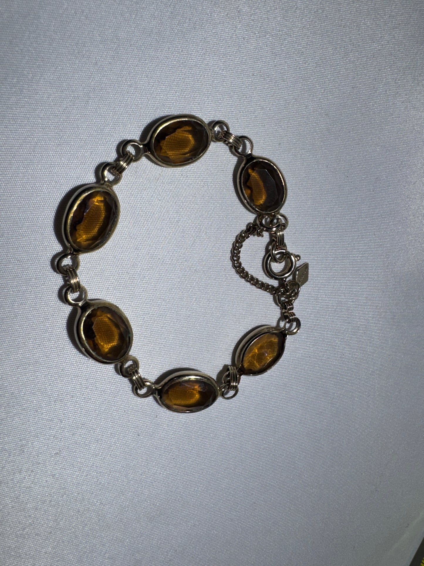 Vintage Sarah Coventry “Golden Autumn” Bracelet – Faux Topaz Glass Stones – 7”