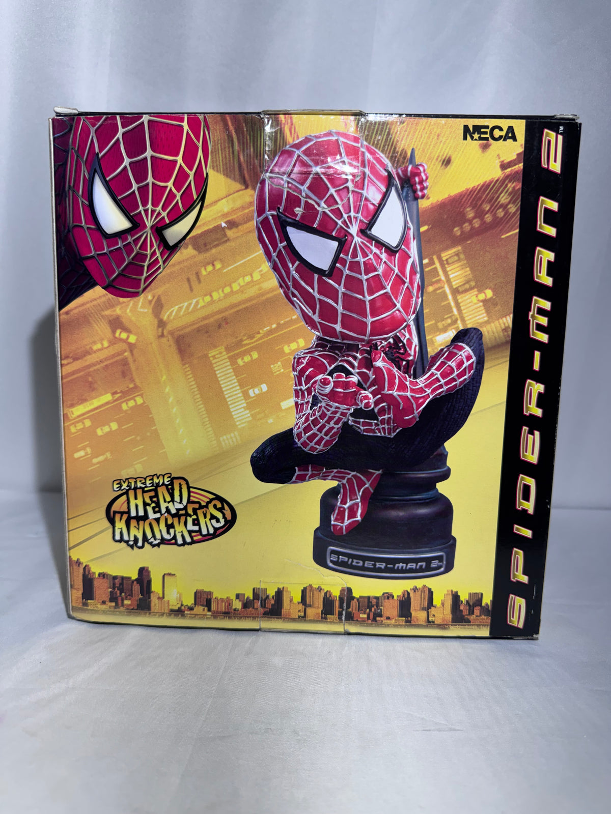 2004 NECA Extreme Head Knockers Spider-Man 2 Bobblehead – With Original Collector Box