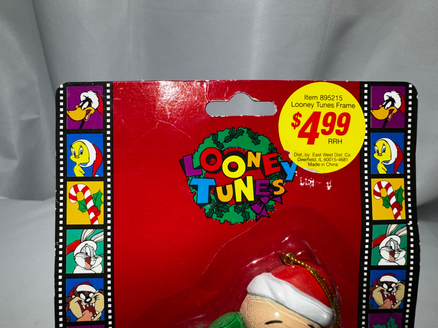 1997 Looney Tunes Elmer Fudd Santa Picture Frame Christmas Ornament Magnet Vintage