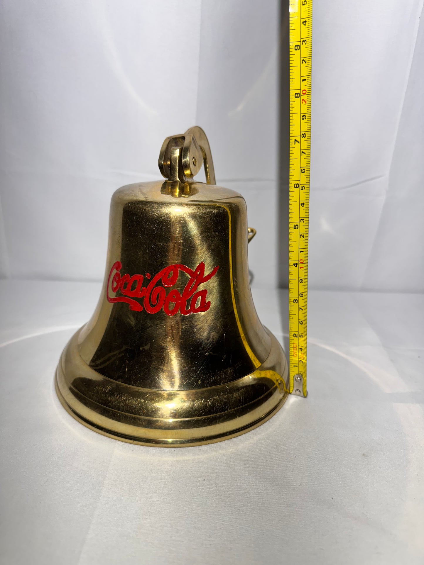 Vintage Brass Coca-Cola Bell – 7” Wall Mount with Braided Handle