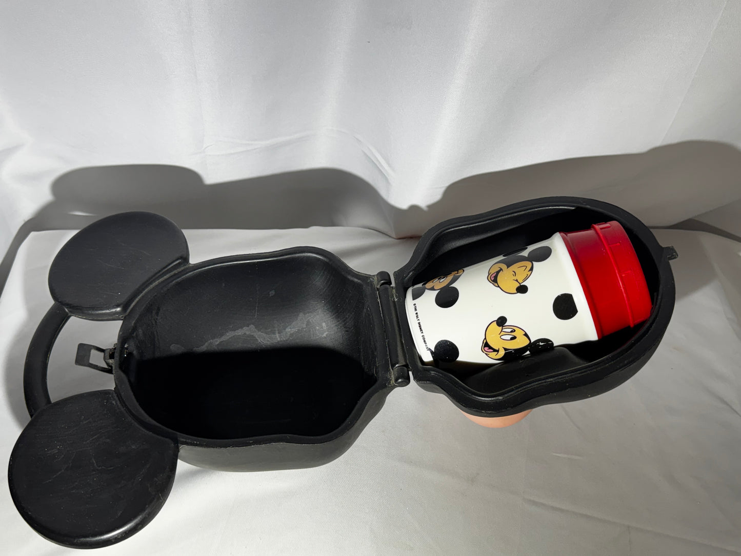 Vintage Disney Mickey Mouse Head Lunchbox & Thermos Set Aladdin 3D Molded Plastic