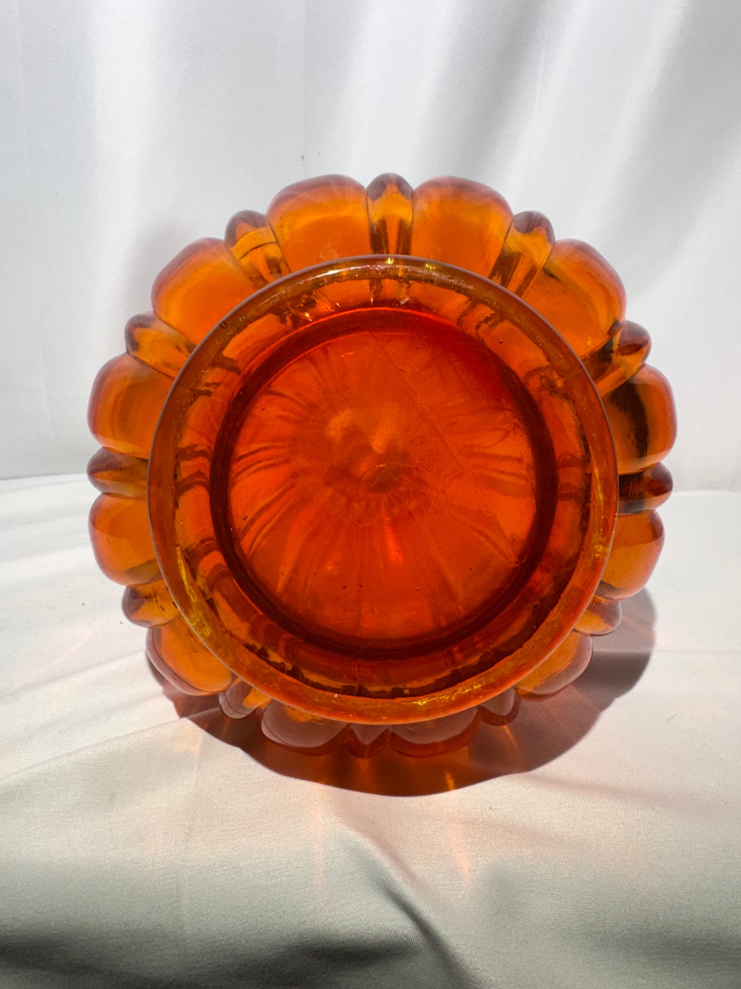 Vintage L.E. Smith Flame Red Swung Glass Vase – 21” Mid-Century Modern Art Glass