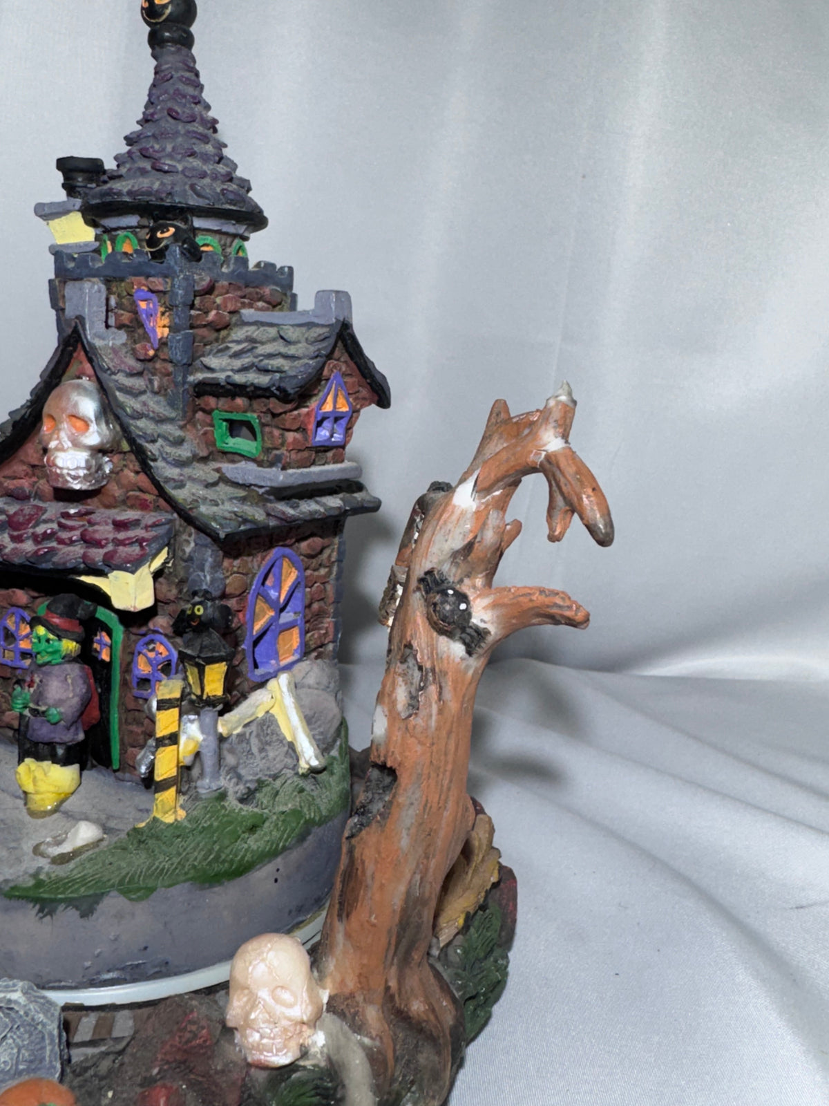 Halloween Village Haunted Castle with Moving Train Track – Lighted Display