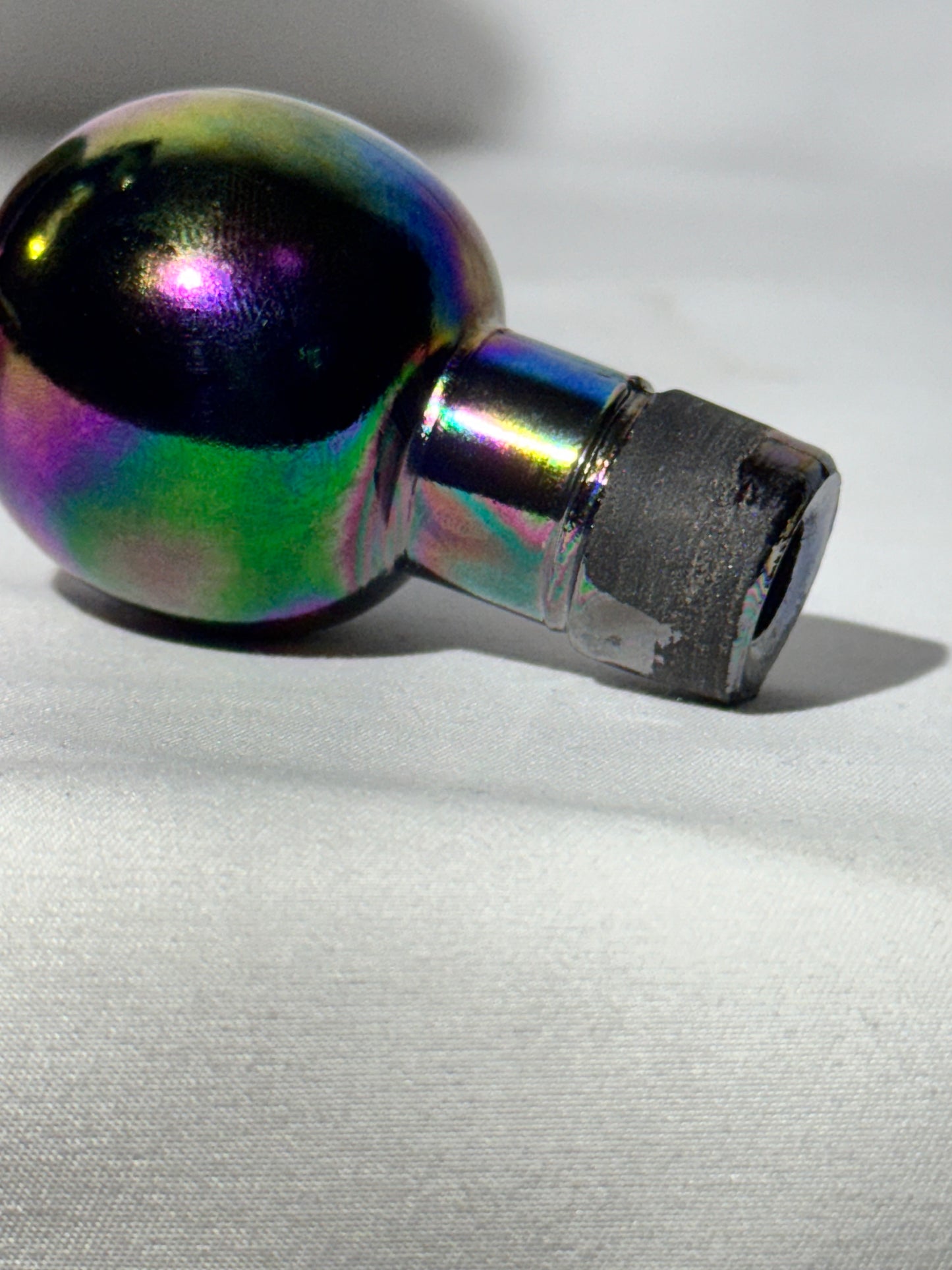 Fenton “Hanging Hearts” Iridescent Glass Cruet with Clear Handle & Iridescent Stopper