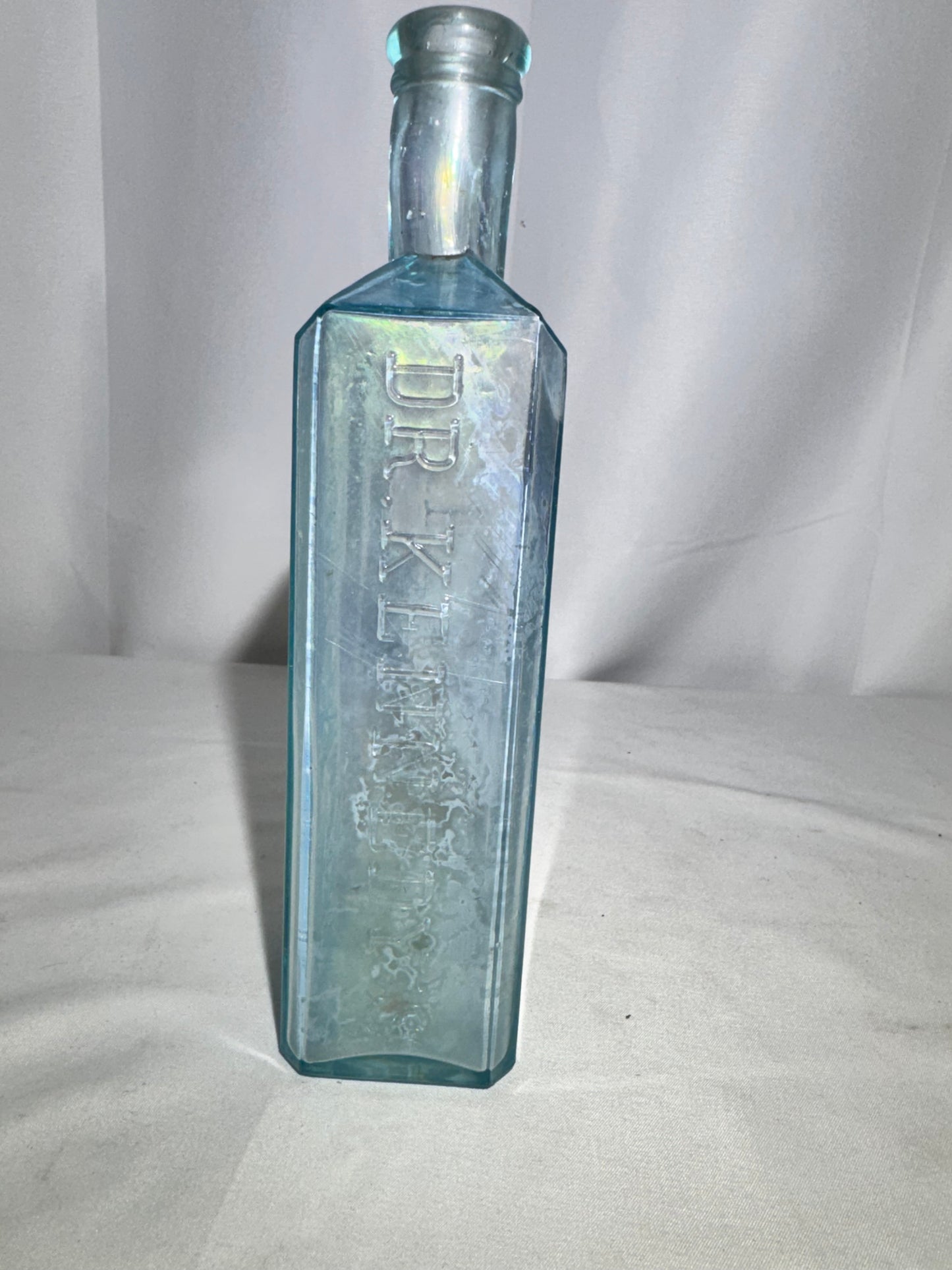 Antique “PRAIRIE WEED” Aqua Glass Medicine Bottle – Embossed Patent Medicine