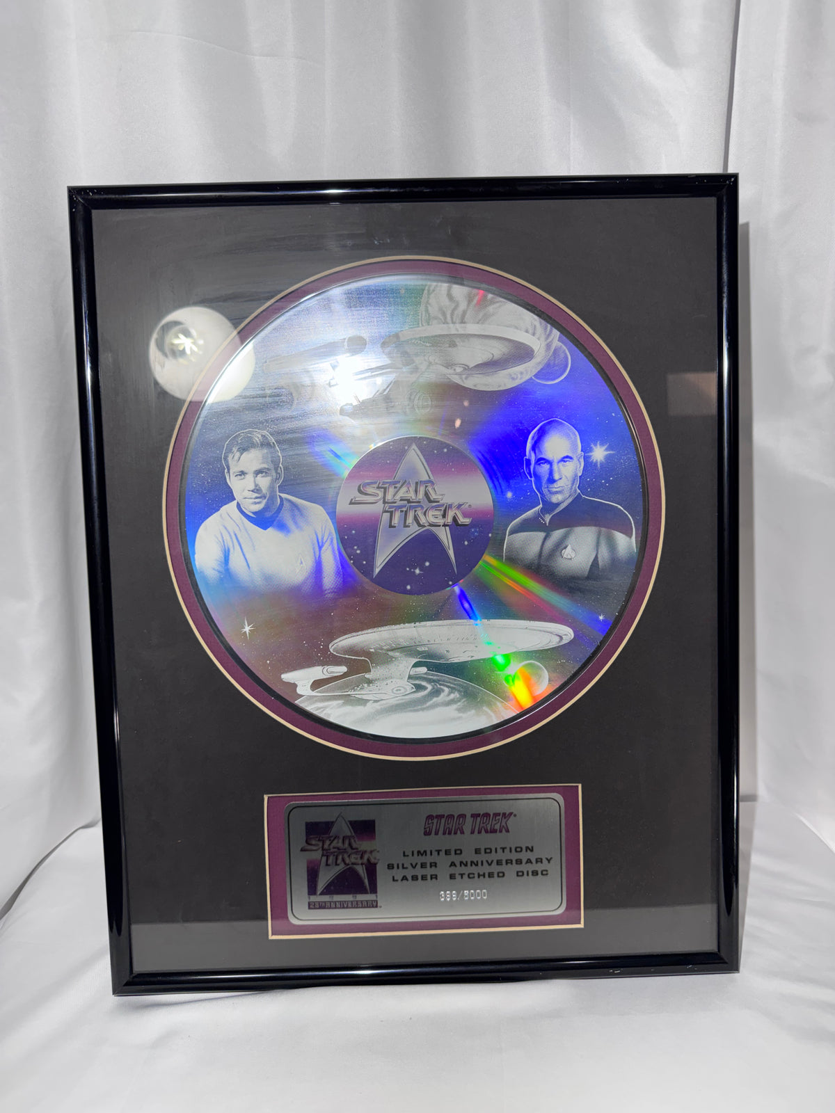 Star Trek Silver Anniversary Limited Edition Laser Etched Disc #399/5000 – Framed