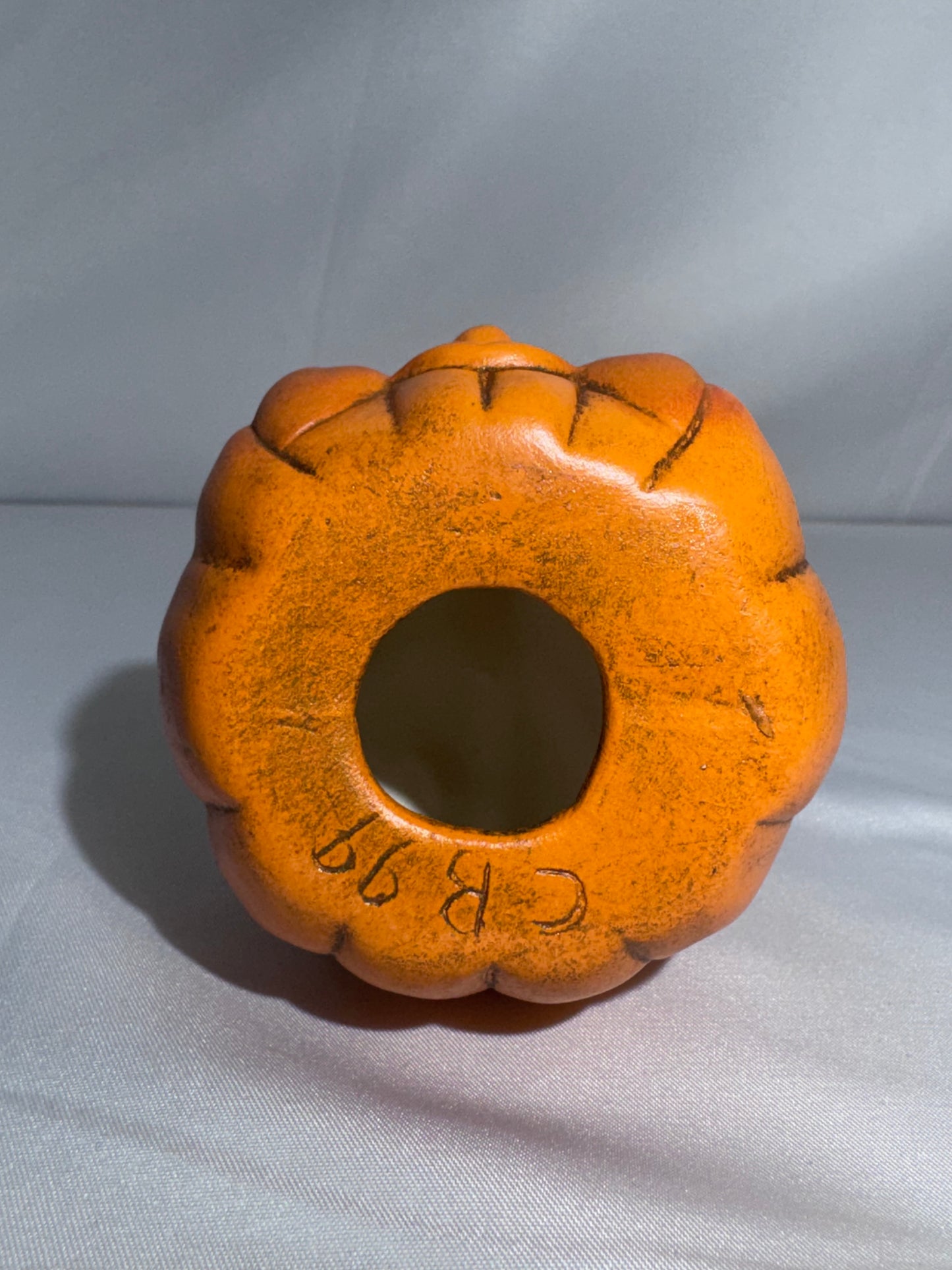 Vintage 1999 Ceramic Pumpkin Baby Face Figurine Hand Painted Fall Halloween