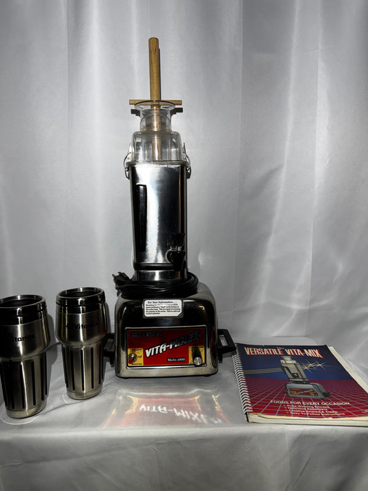 Vintage 1991 Vita-Mix 3600 Maxi-4000 Stainless Steel Blender w/ Spigot & Recipe Book