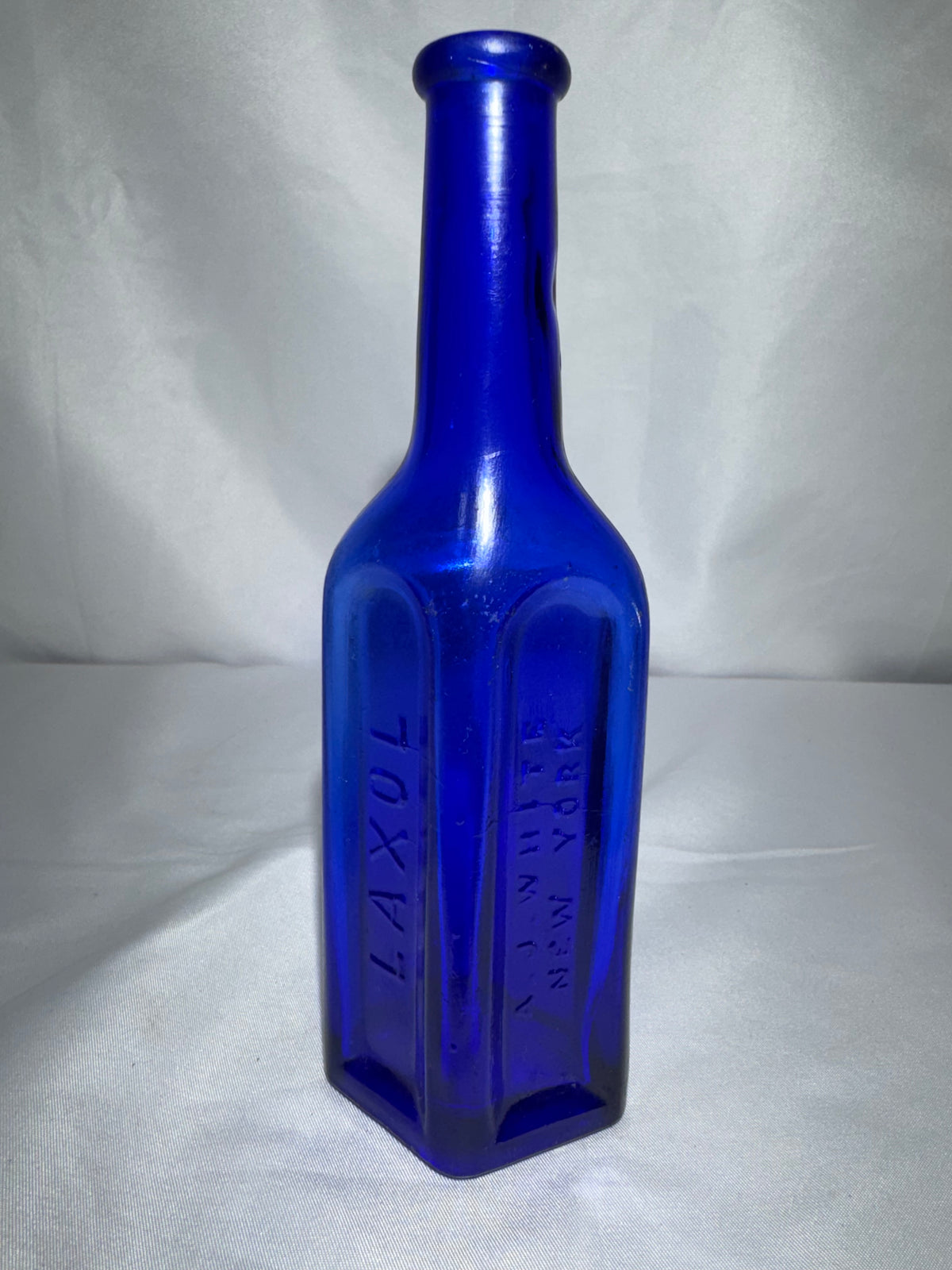 Antique A.J. White Laxol Cobalt Blue Glass Medicine Bottle – New York – 1894 Patent