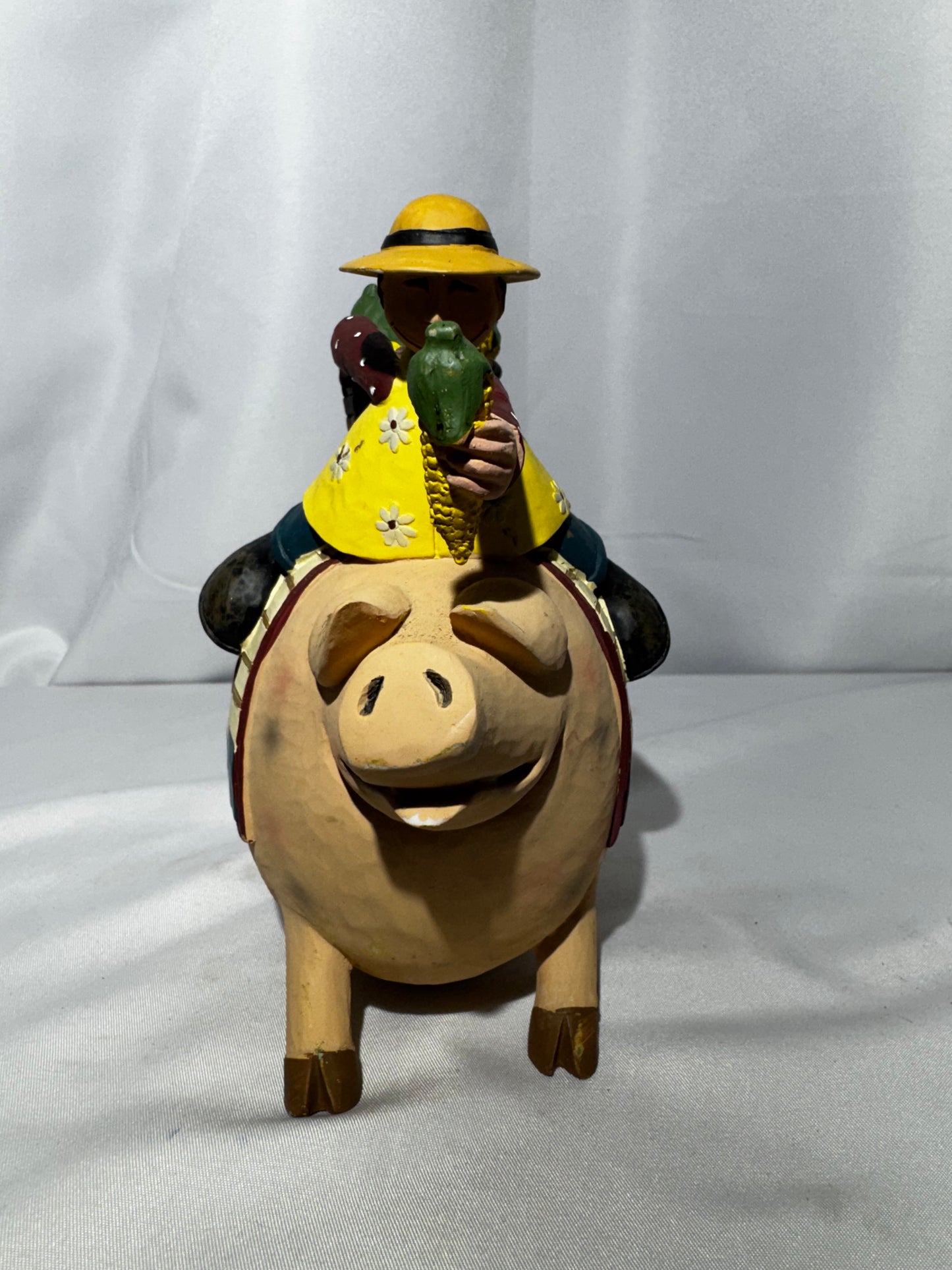 Williraye Studio Eating Like a Pig Folk Art Figurine Hand Painted