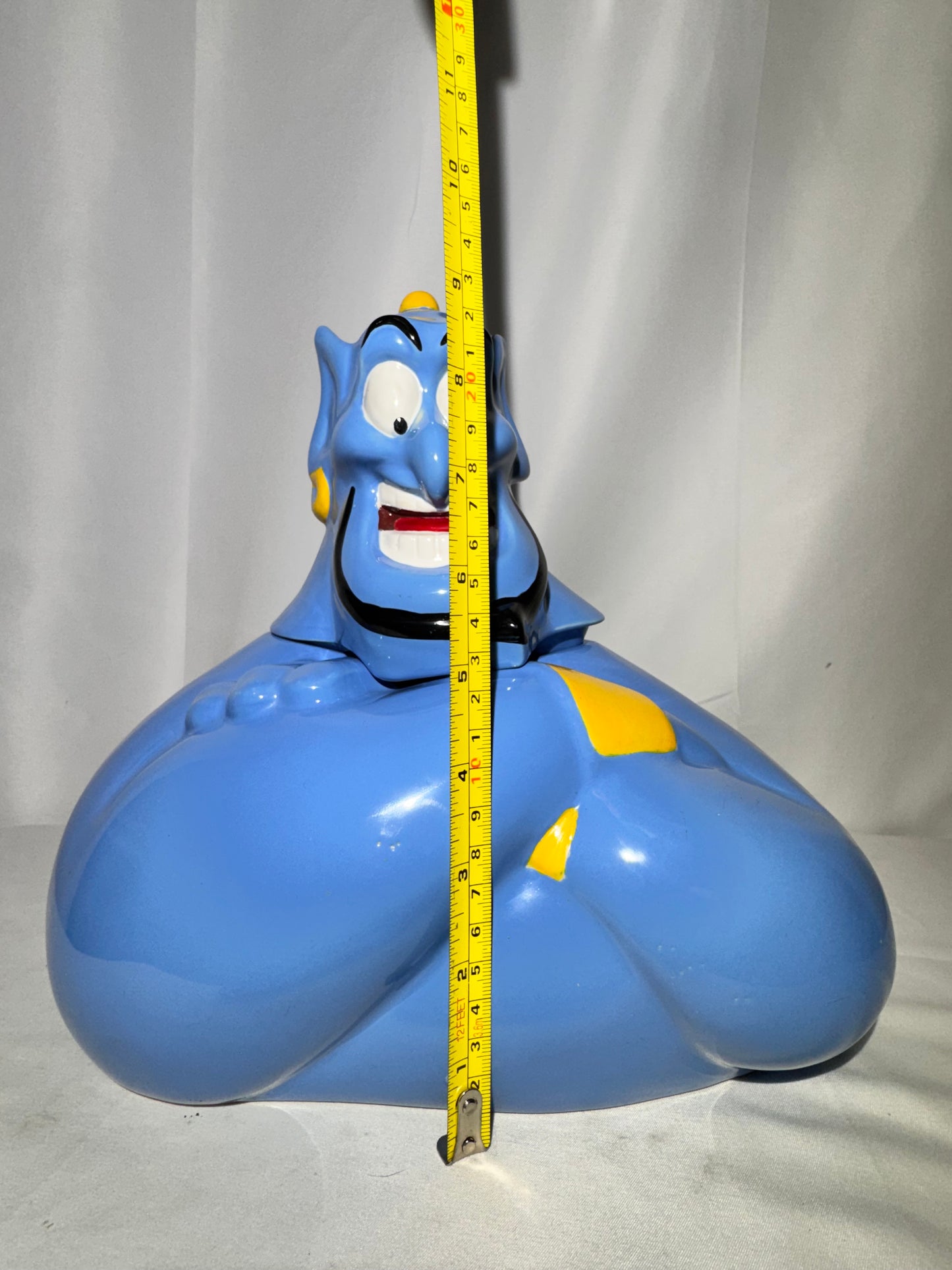 Vintage Disney Aladdin Genie Ceramic Cookie Jar Bust Thailand 10”