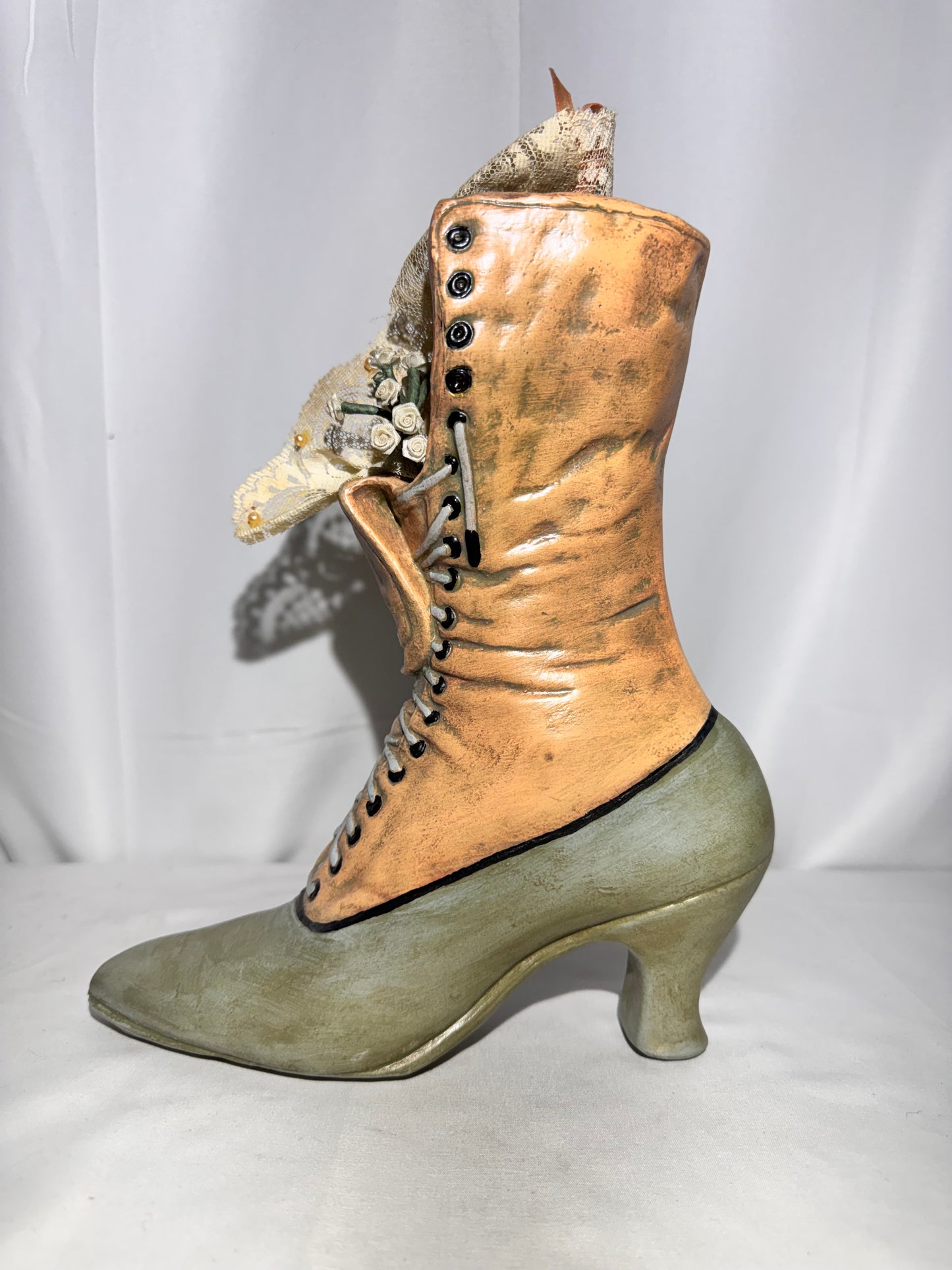 Decorative Victorian-Style Ceramic Boot Figurine / Vase