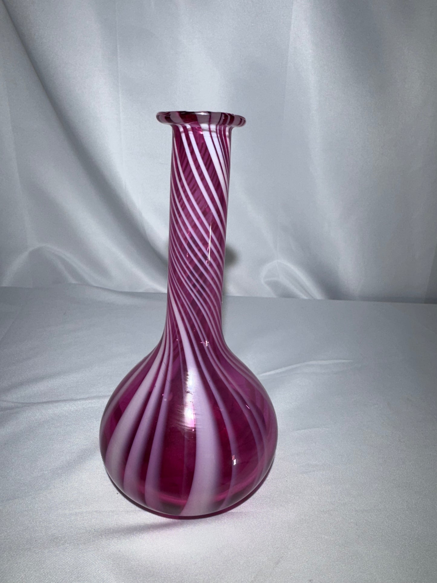 Vintage Fenton Cranberry Opalescent Swirl Barber Bottle – 7½”