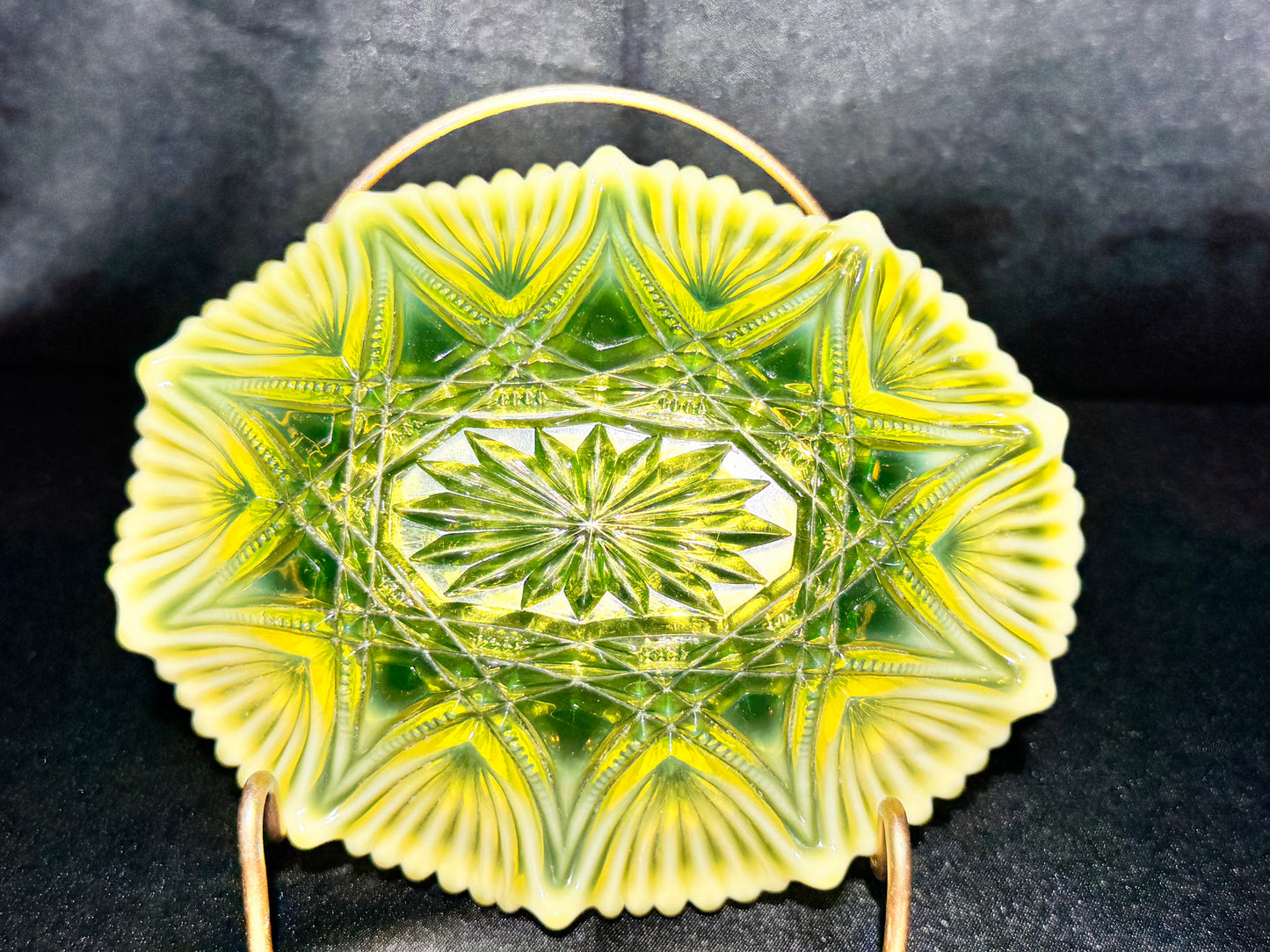 Uranium Davidson Primrose Pearline Glass 6”Bowl – EAPG