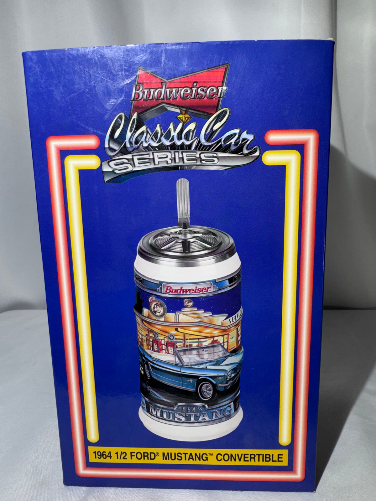 Budweiser 1964 1/2 Ford Mustang Convertible Beer Stein – Classic Car Series – 2000 – Box & COA