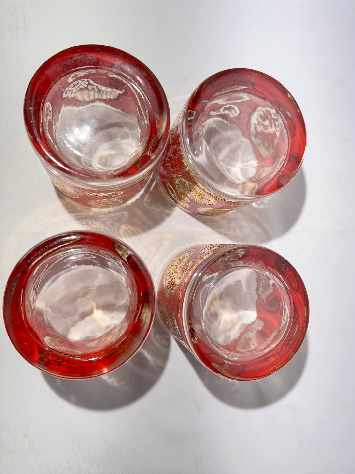 Vintage Culver LTD 22K Gold Red Paisley Lowball Glasses – Set of 4