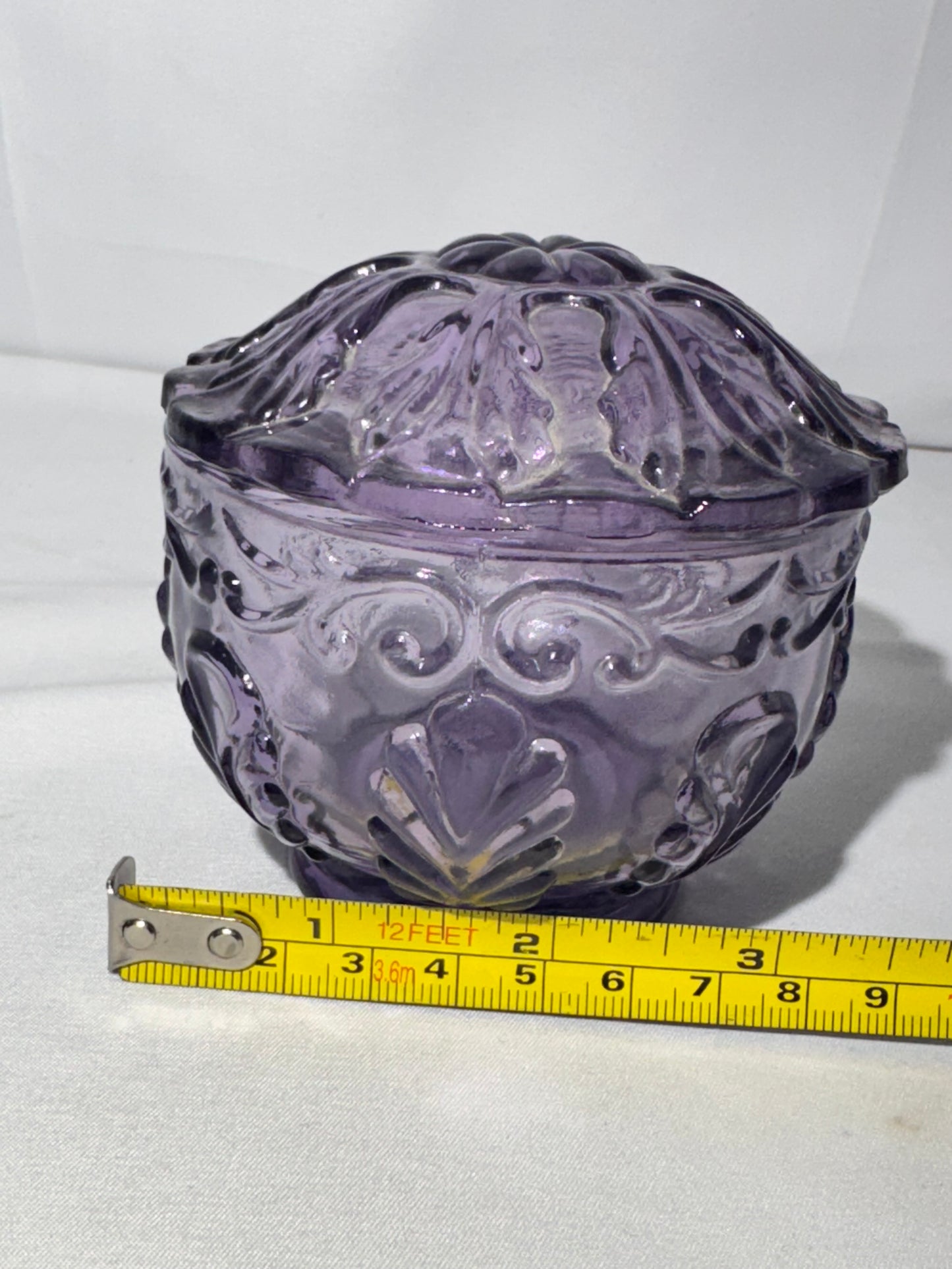 Vintage Fenton Amethyst Glass Trinket Box / Dresser Display – Fenton Sticker & Logo