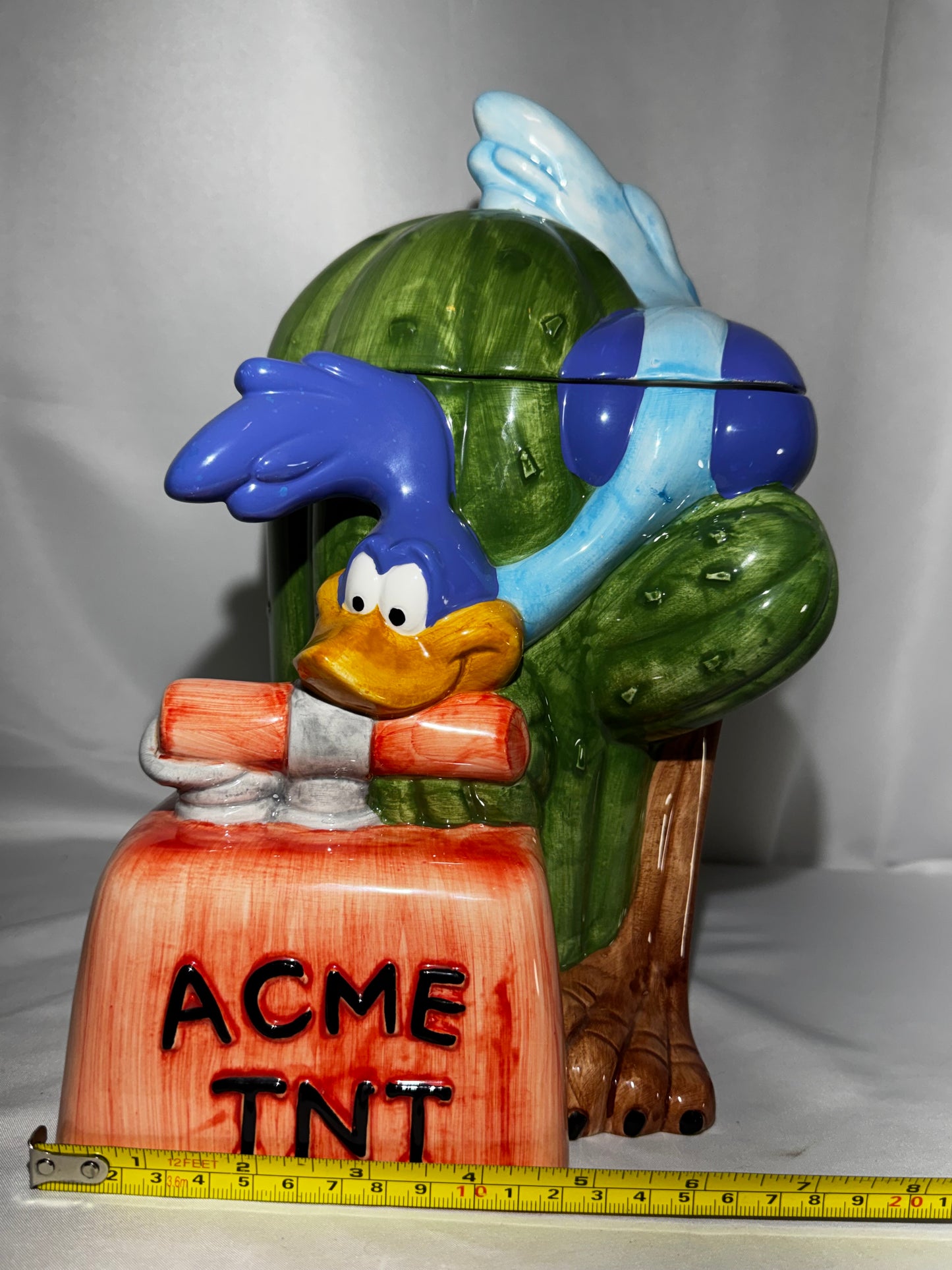 Rare Vintage 1993 Warner Bros Road Runner Cookie Jar ACME TNT Cactus Ceramic w/ Box