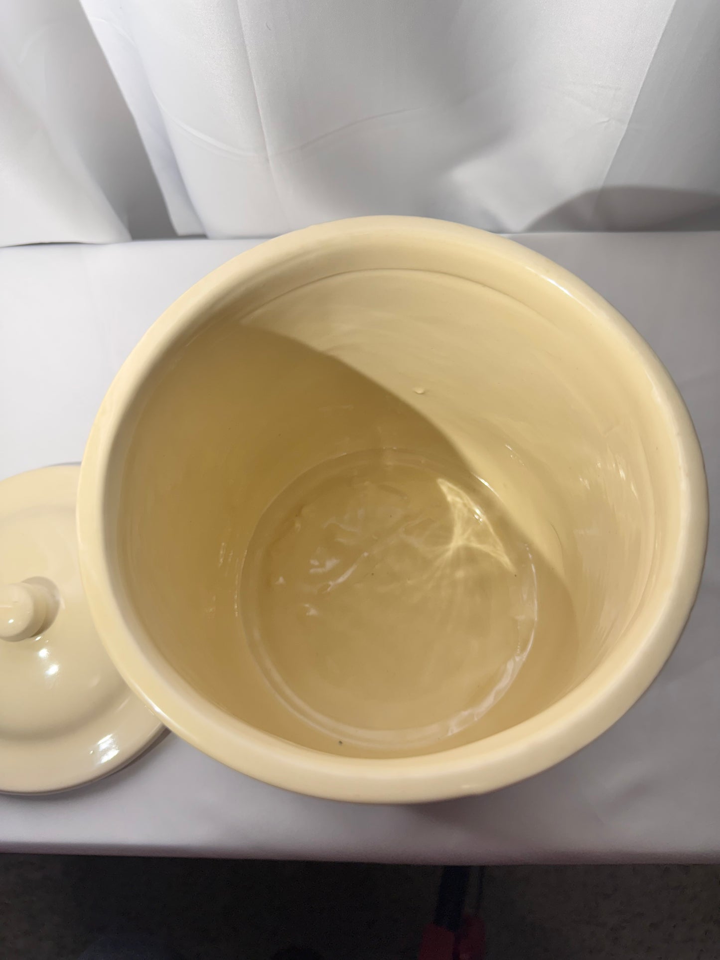 Vintage McCoy Pottery Stonecraft Kitchen Hamper Canister – #133 – Pink & Blue Stripes – USA