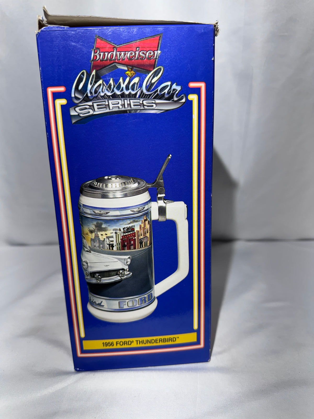 Vintage 1956 Ford Thunderbird Convertible Budweiser Beer Stein – Classic Car Series – Original Box