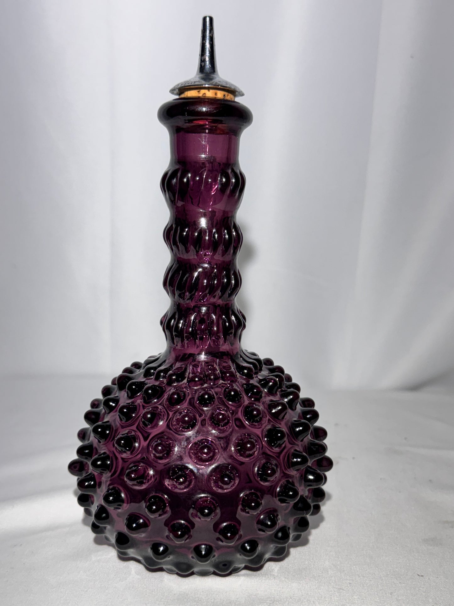 Vintage Amethyst Purple Hobnail Glass Genie Bottle Decanter / Barber Bottle