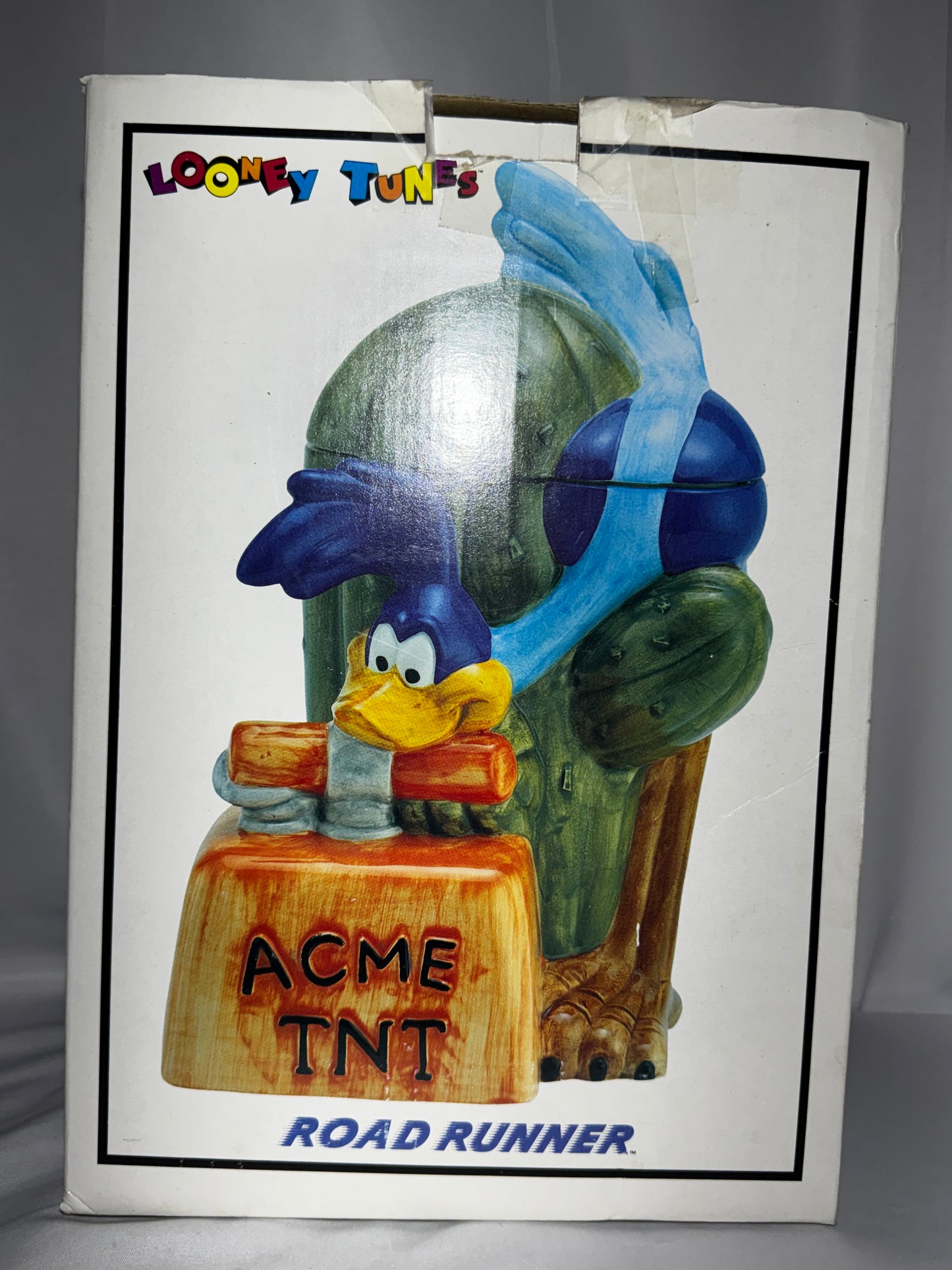 Rare Vintage 1993 Warner Bros Road Runner Cookie Jar ACME TNT Cactus Ceramic w/ Box