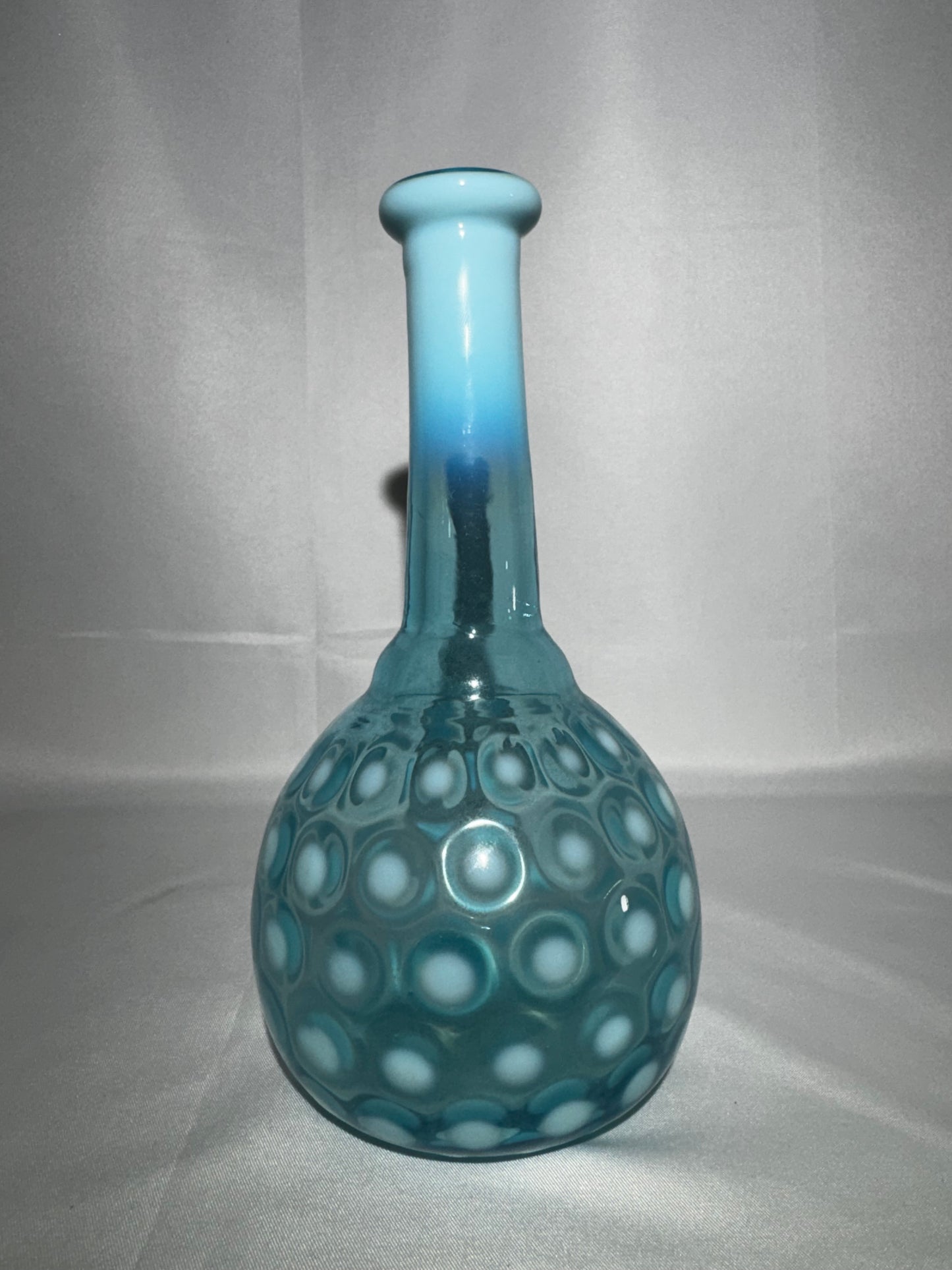 Antique Blue Opalescent Coin Spot Barber Bottle EAPG Glass 7.5”