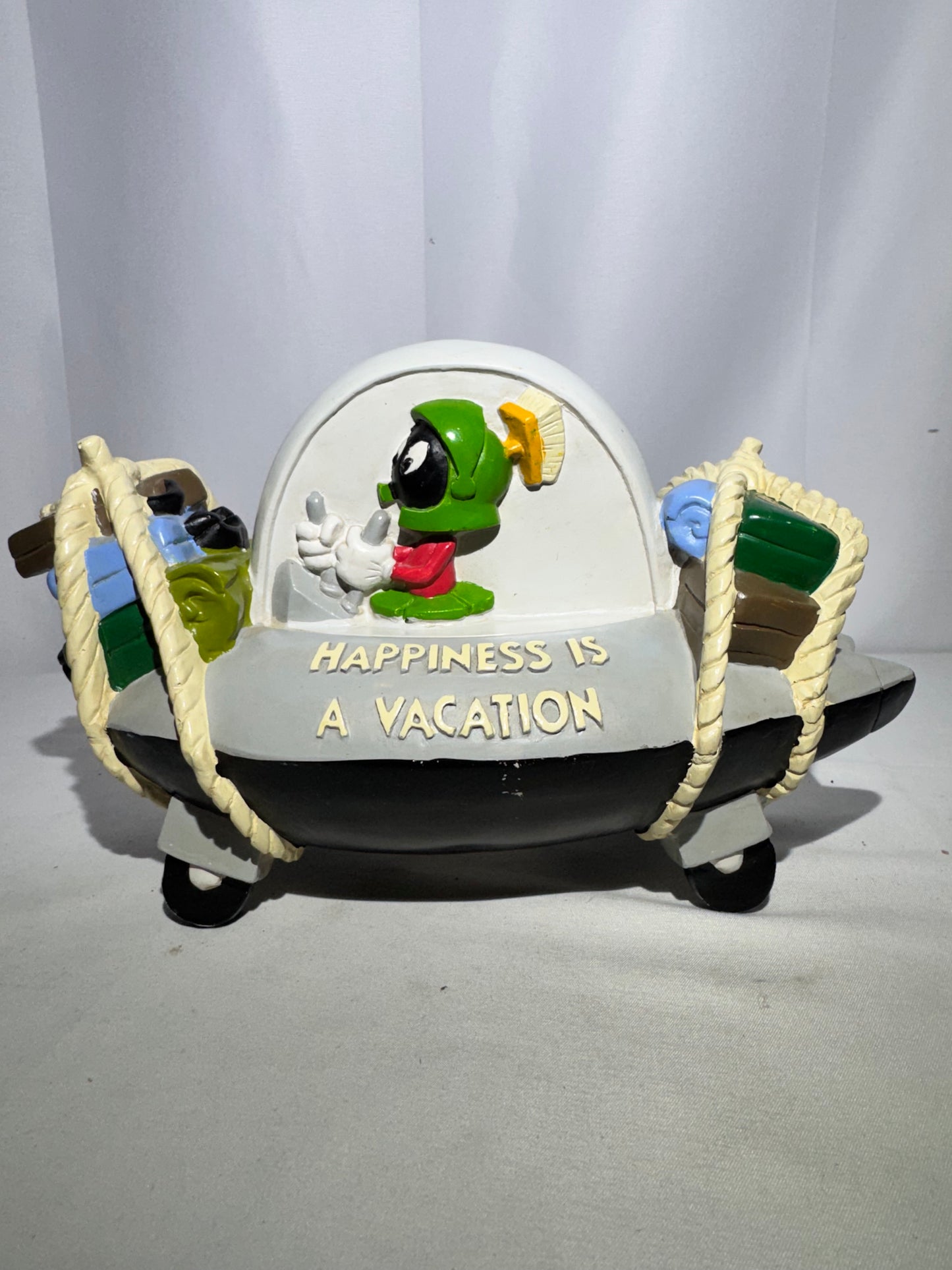 Vintage 1994 Warner Bros Marvin the Martian Ceramic Coin Bank – Spaceship w/ K-9