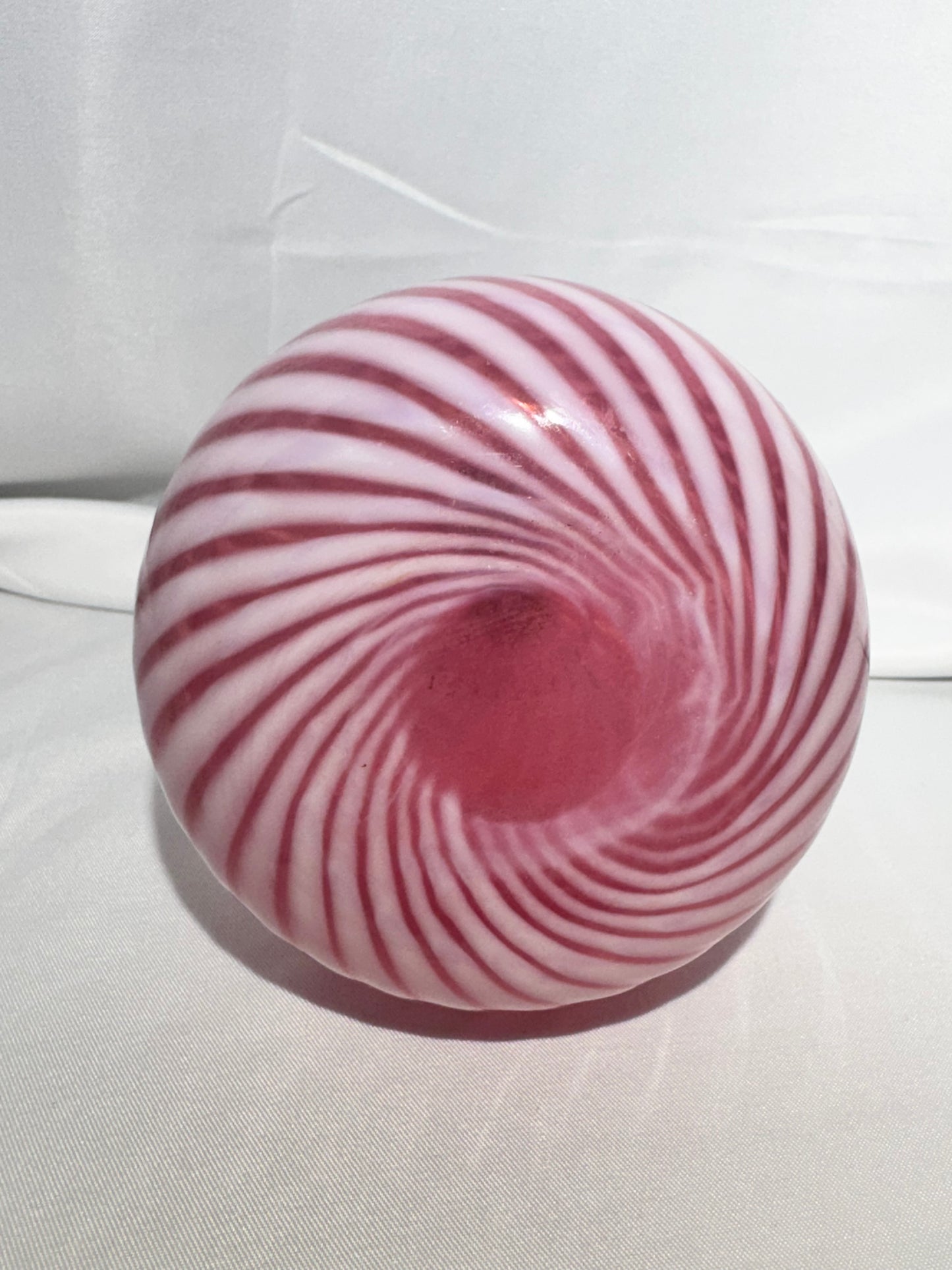 Antique Cranberry Opalescent Barber Bottle – Pronounced White Swirl & Defined Collar