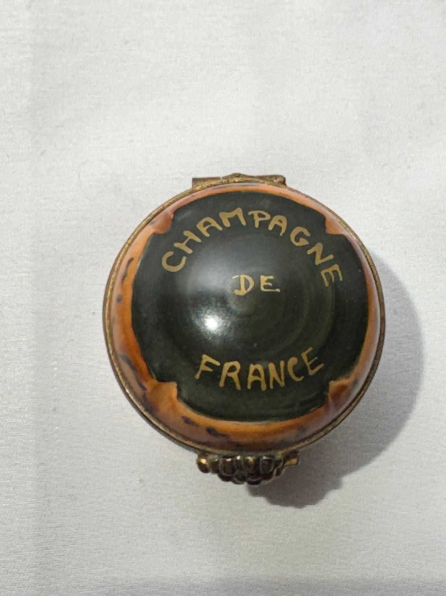 Vintage Limoges “Champagne de France” Porcelain Trinket Box – Hand Painted – Signed – Grape Clasp