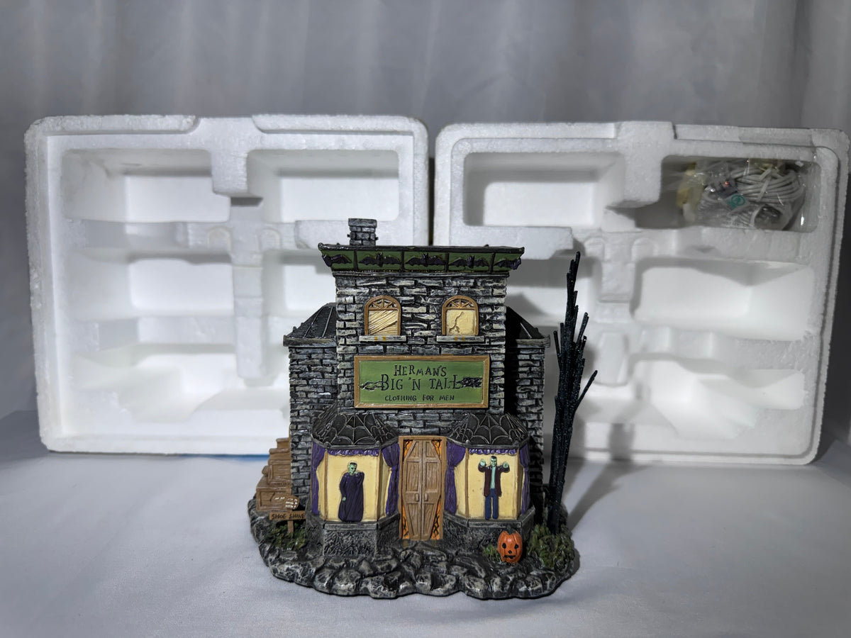 Hawthorne Village The Munsters “Herman’s Big ’N Tall” Lighted Building – Halloween Village