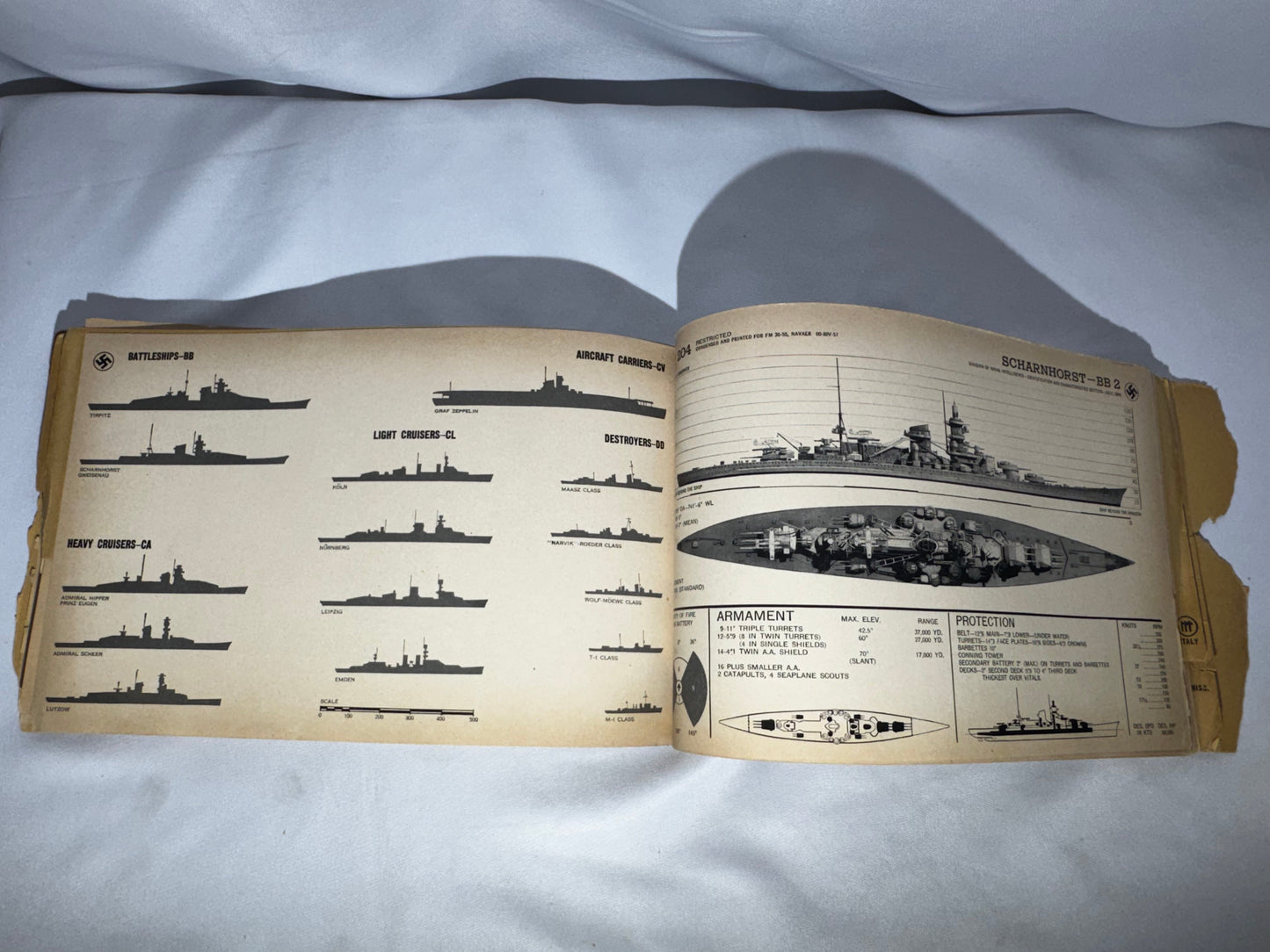 Vintage 1943 WWII Recognition Pictorial Manual of Naval Vessels War Dept Navy FM 30-50