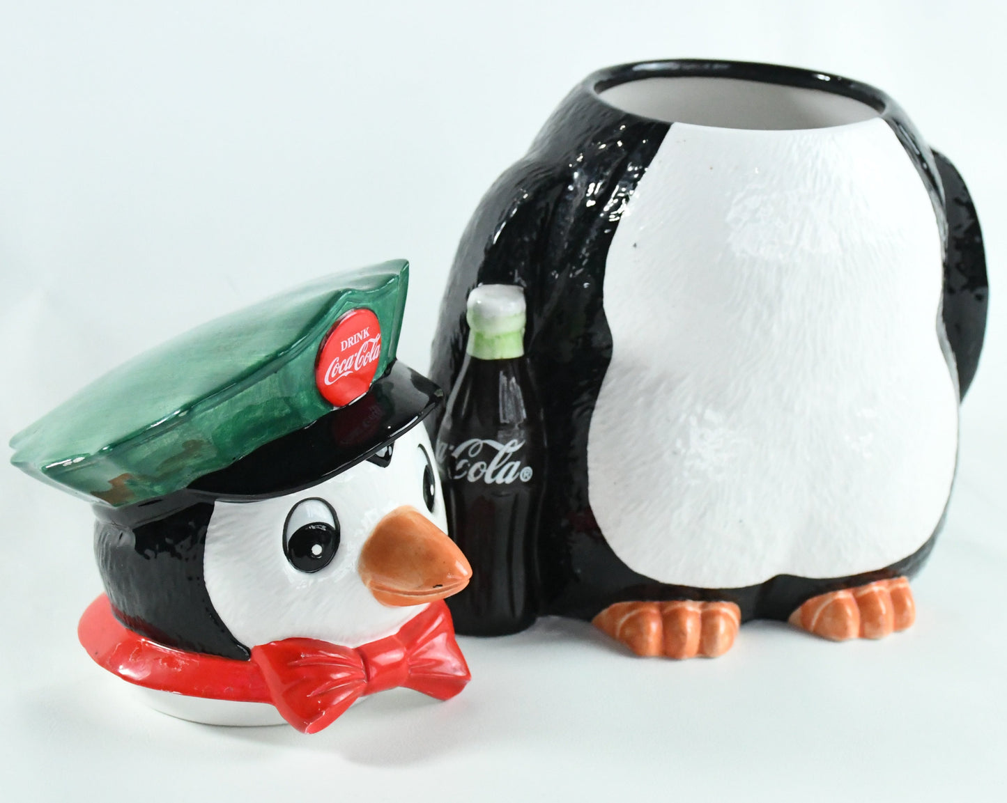 Coca-cola Penguin Cookie Jar-VTG-1997-ceramic