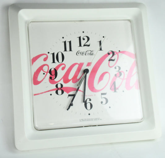 Coca-Cola white Clock Store Advertising Bar Soda 1990's