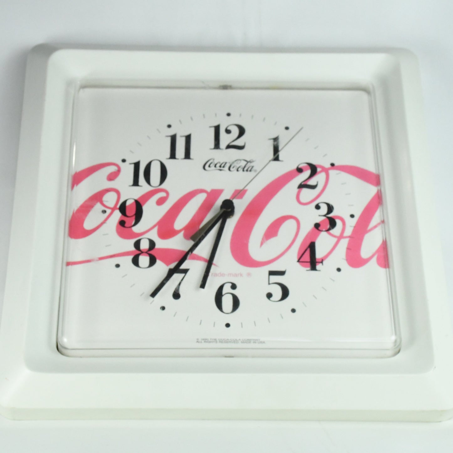 Coca-Cola white Clock Store Advertising Bar Soda 1990's