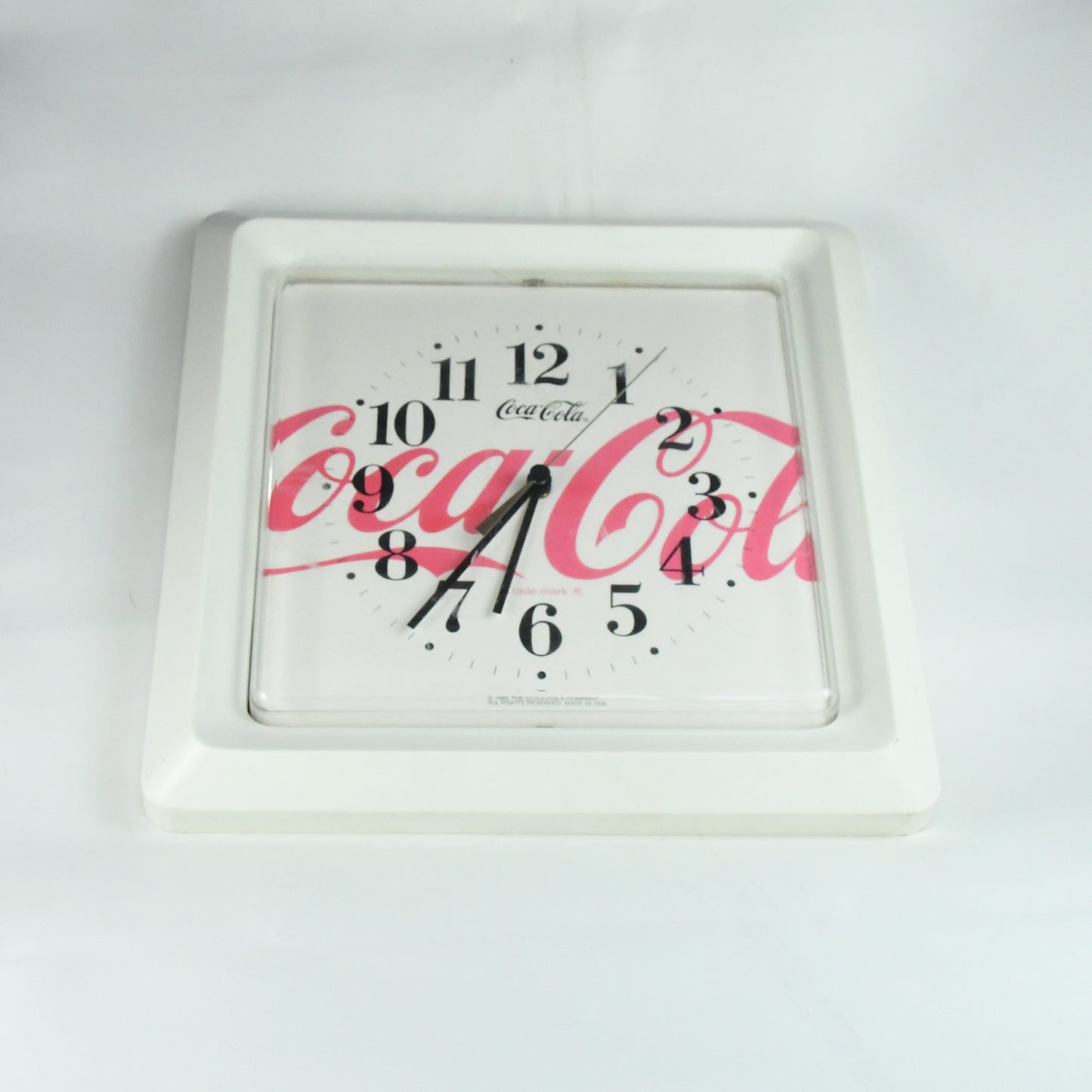 Coca-Cola white Clock Store Advertising Bar Soda 1990's