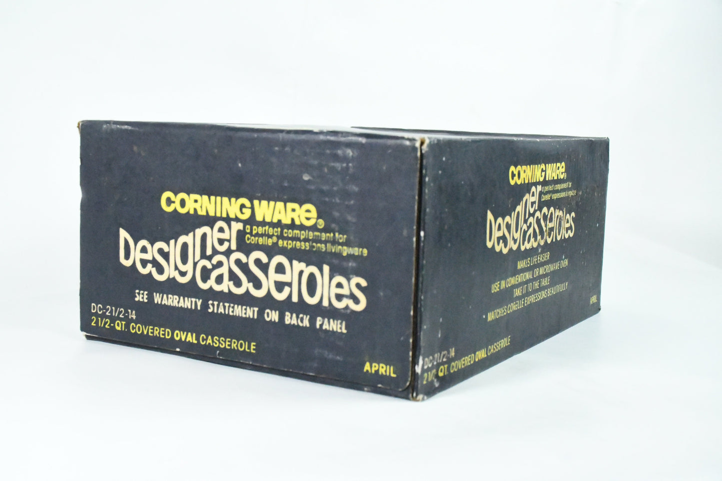 April-Corning Ware-Designer Casserole-Vintage-in Box-2.5qt Oval Casserole w/lid