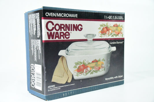 Corning Ware 1994- Garden Harvest-1 1/2 qt. covered Casserole-Vtg-in box-6017490