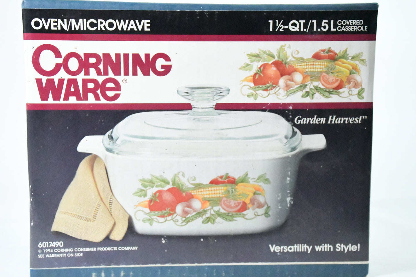 Corning Ware 1994- Garden Harvest-1 1/2 qt. covered Casserole-Vtg-in box-6017490