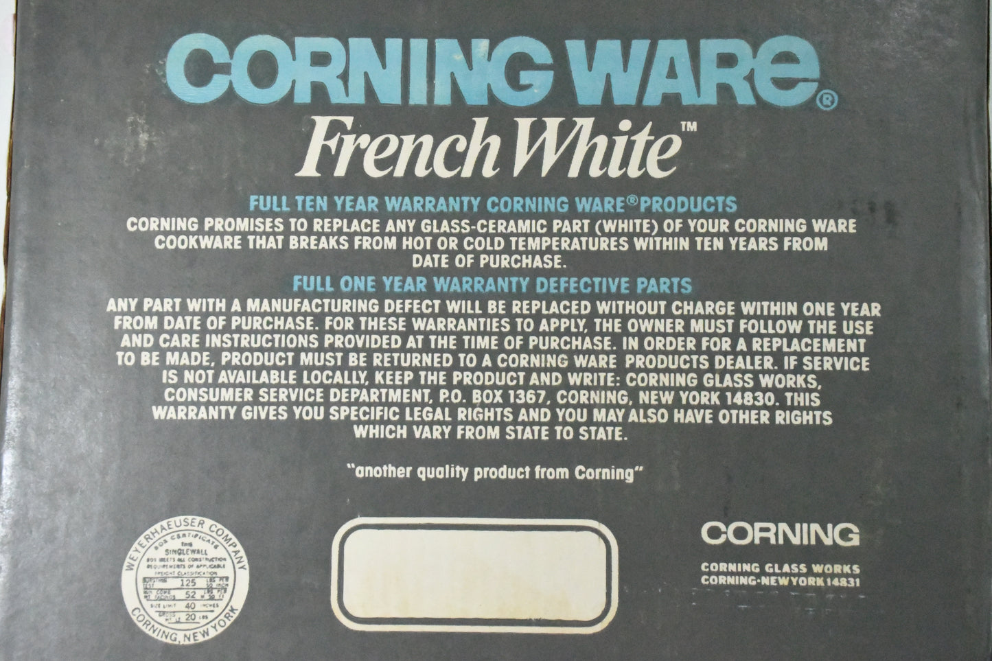 Corning WareF-12 French White Cooking Serving Roaster-4.5qt-Unopened Box