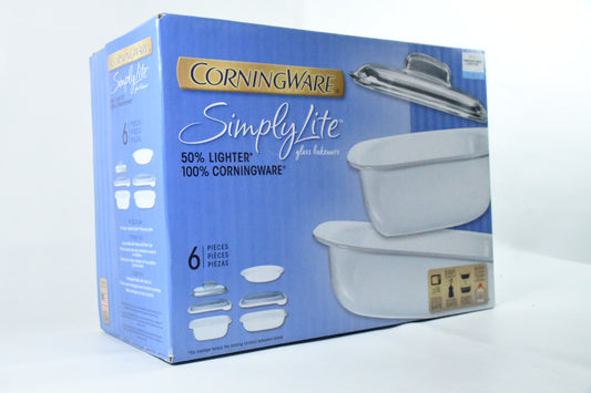 Corning Ware - Simply Light- 6 piece set- Glass Bakeware -1086717- Unopened Box