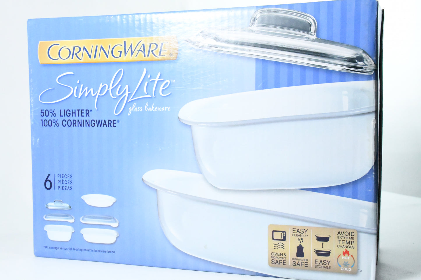 Corning Ware - Simply Light- 6 piece set- Glass Bakeware -1086717- Unopened Box