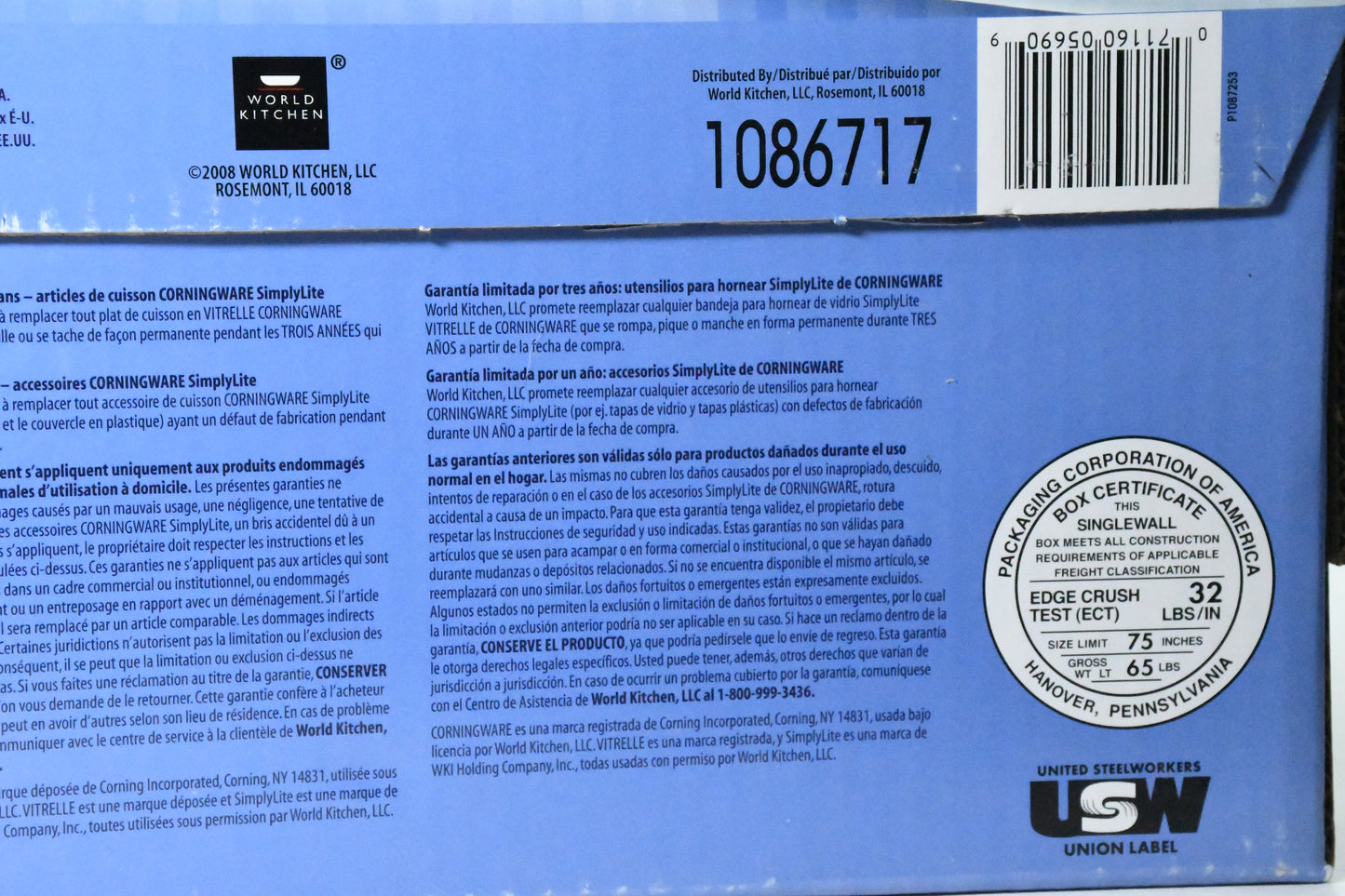 Corning Ware - Simply Light- 6 piece set- Glass Bakeware -1086717- Unopened Box